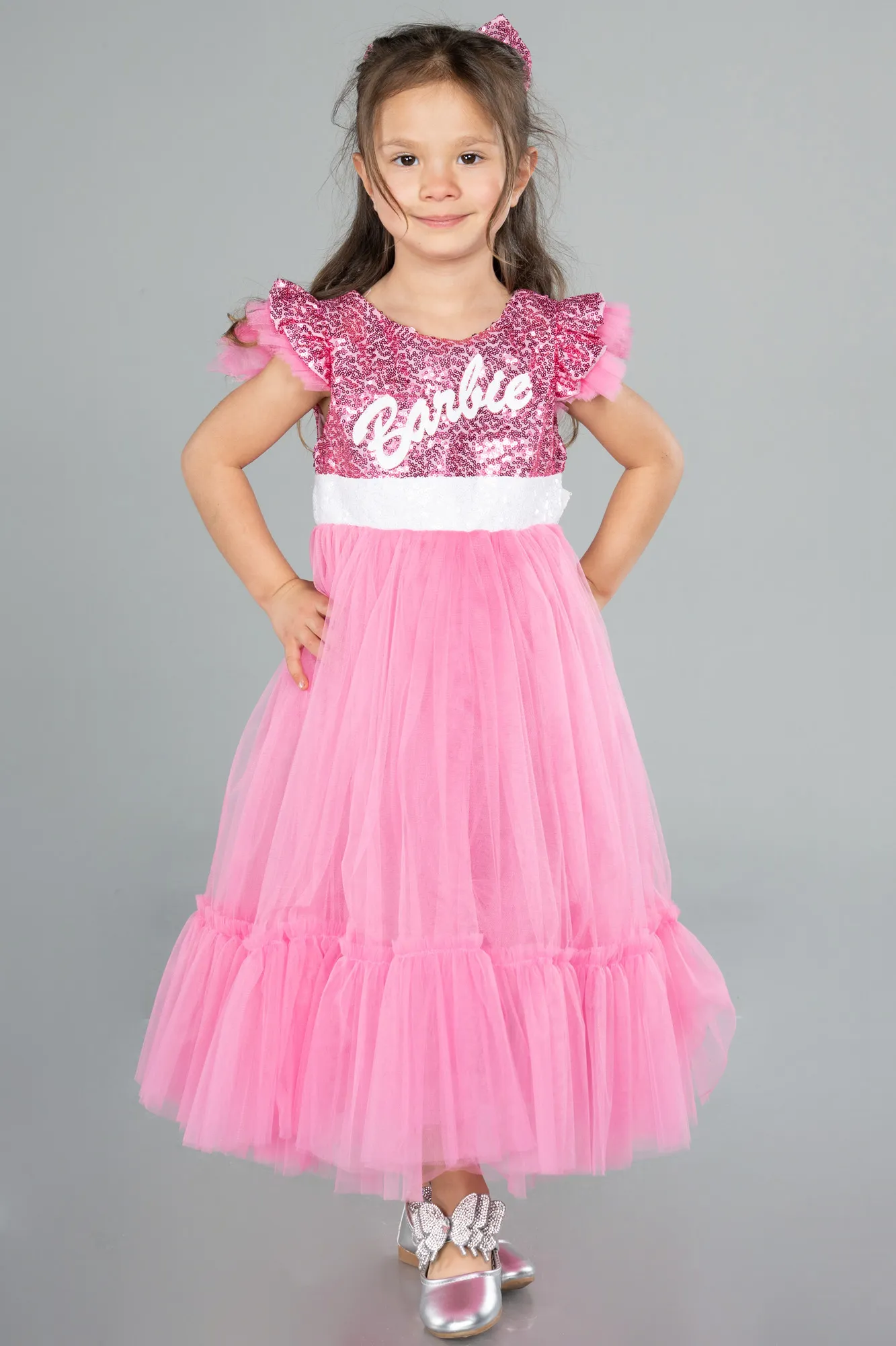Pink-Long Girl Dress ABU4033