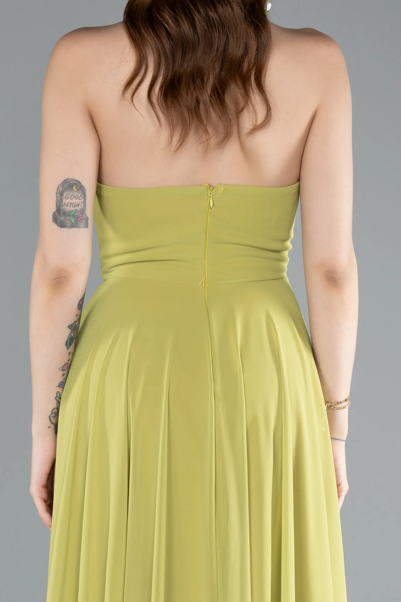 Pistachio Green-Long Chiffon Prom Gown ABU4966