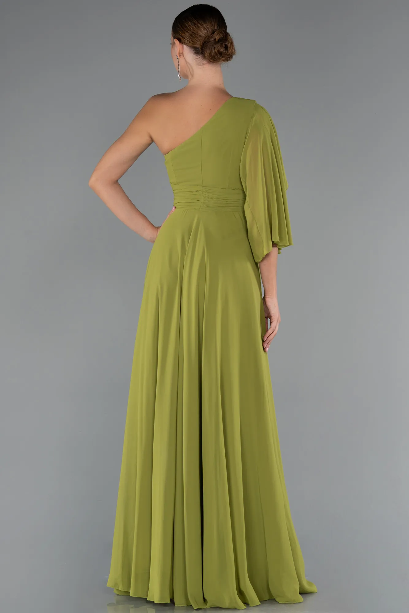 Pistachio Green-Long Chiffon Prom Gown ABU5259
