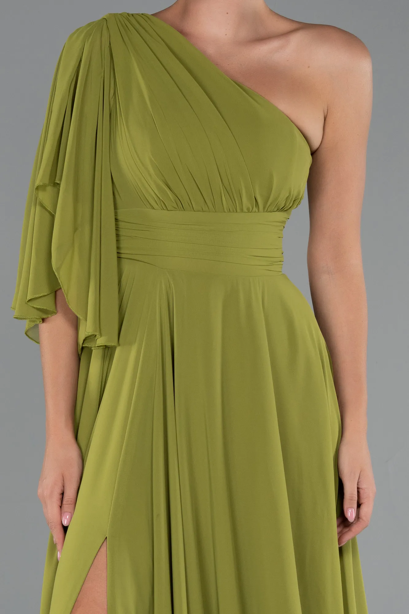 Pistachio Green-Long Chiffon Prom Gown ABU5259