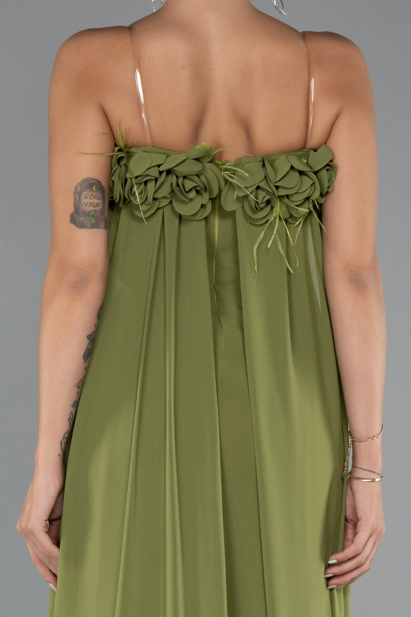 Pistachio Green-Long Chiffon Prom Gown ABU5351