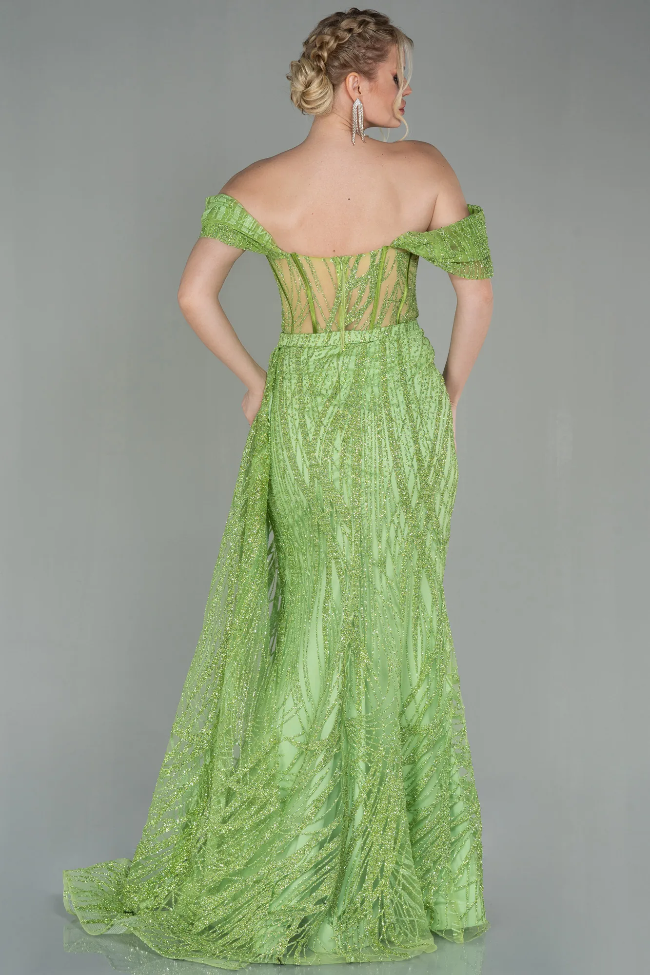 Pistachio Green-Long Evening Dress ABU2706
