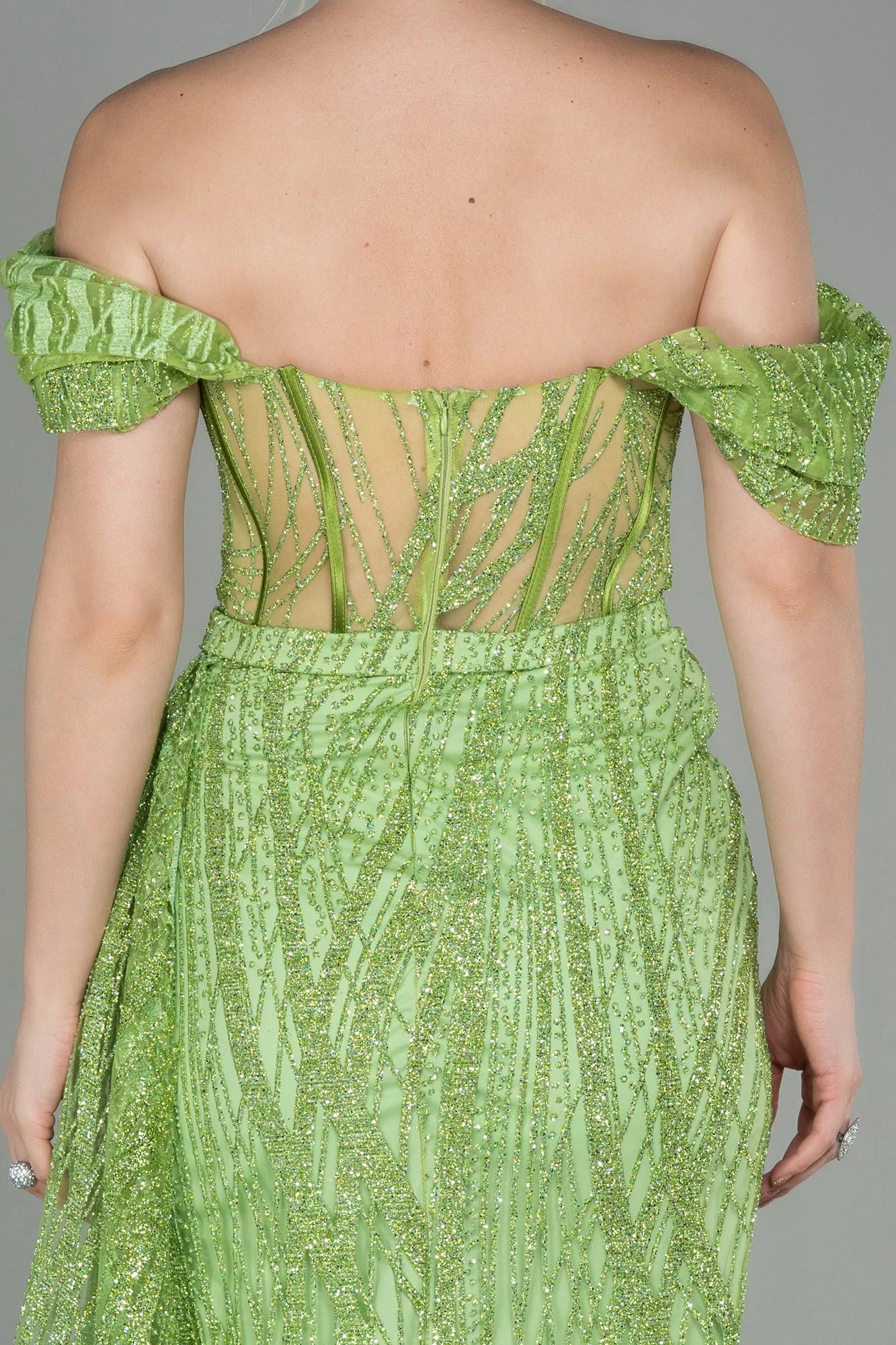 Pistachio Green-Long Evening Dress ABU2706