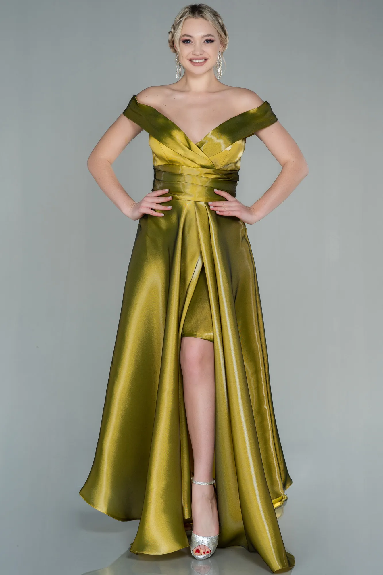 Pistachio Green-Long Evening Dress ABU2824