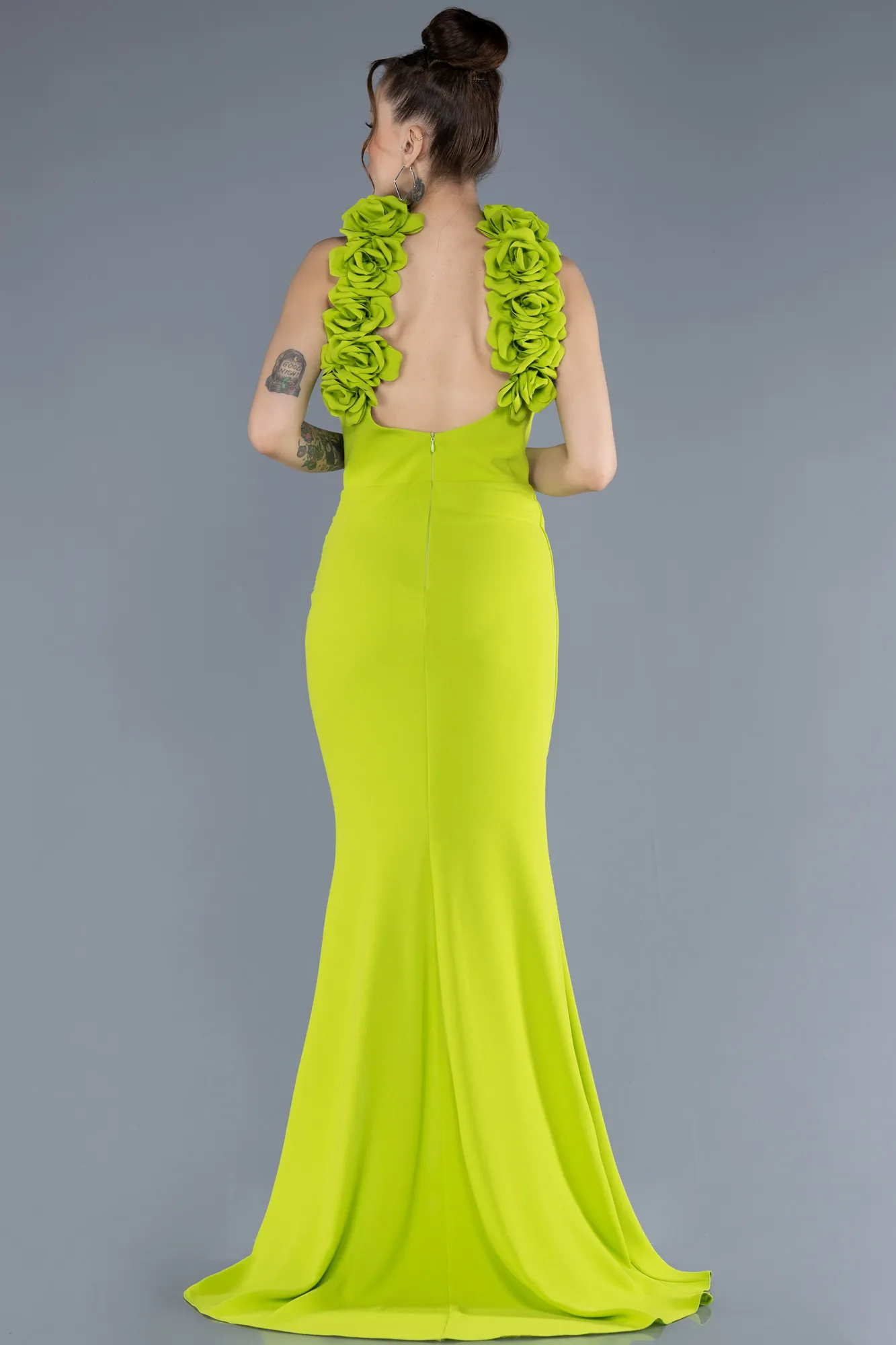 Pistachio Green-Long Evening Dress ABU4610