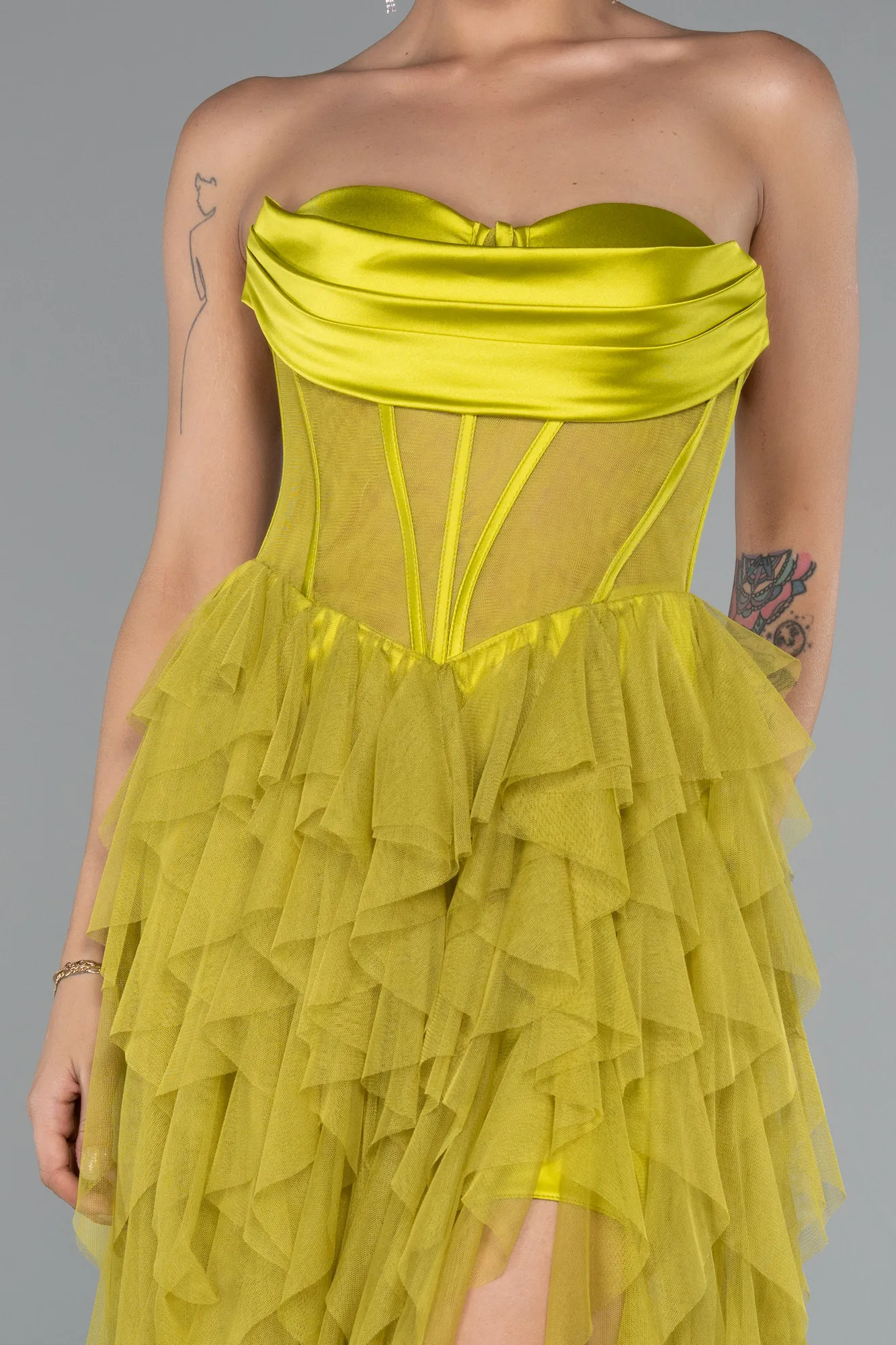 Pistachio Green-Long Evening Dress ABU5071