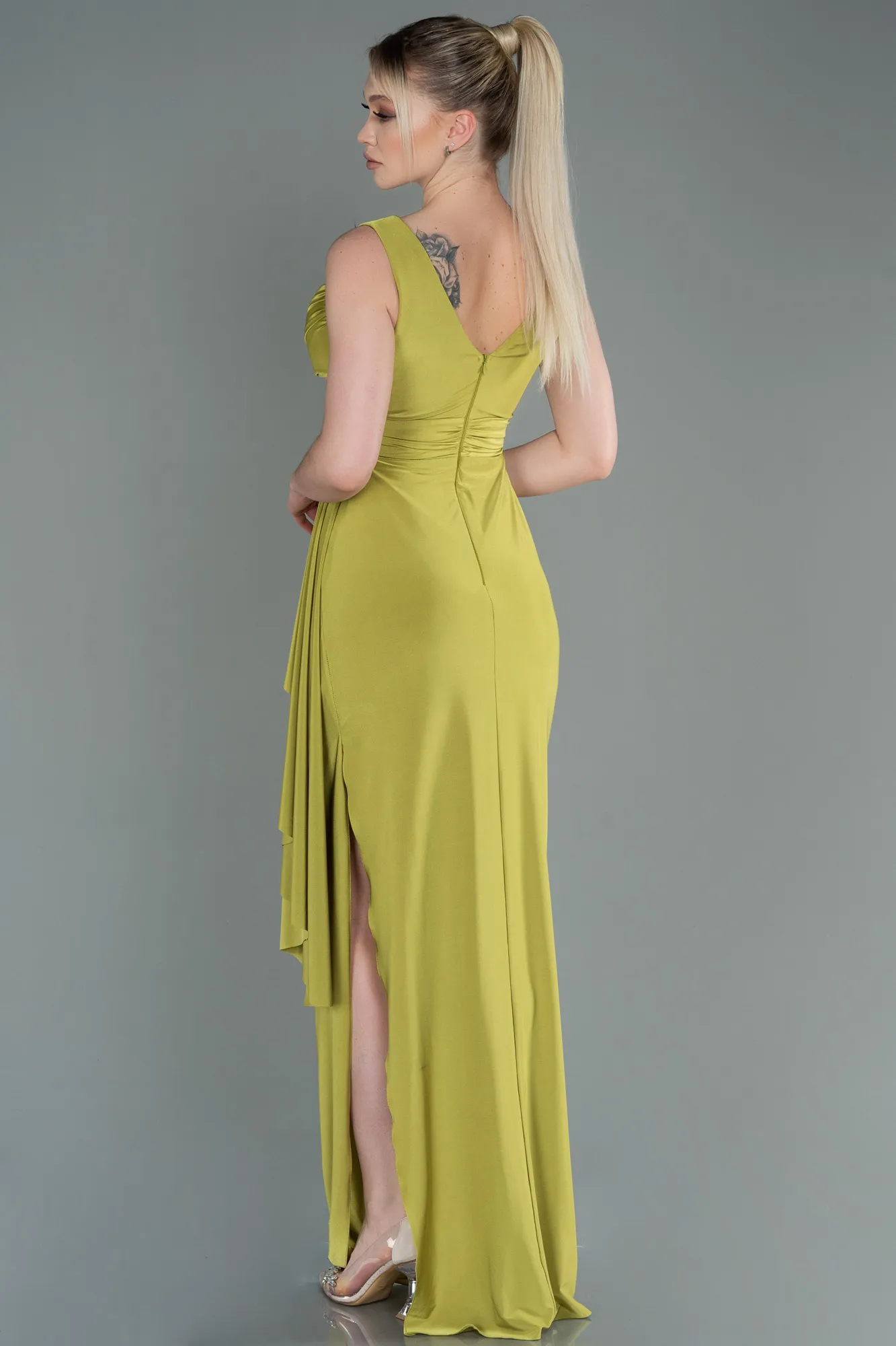 Pistachio Green-Long Prom Gown ABU3098