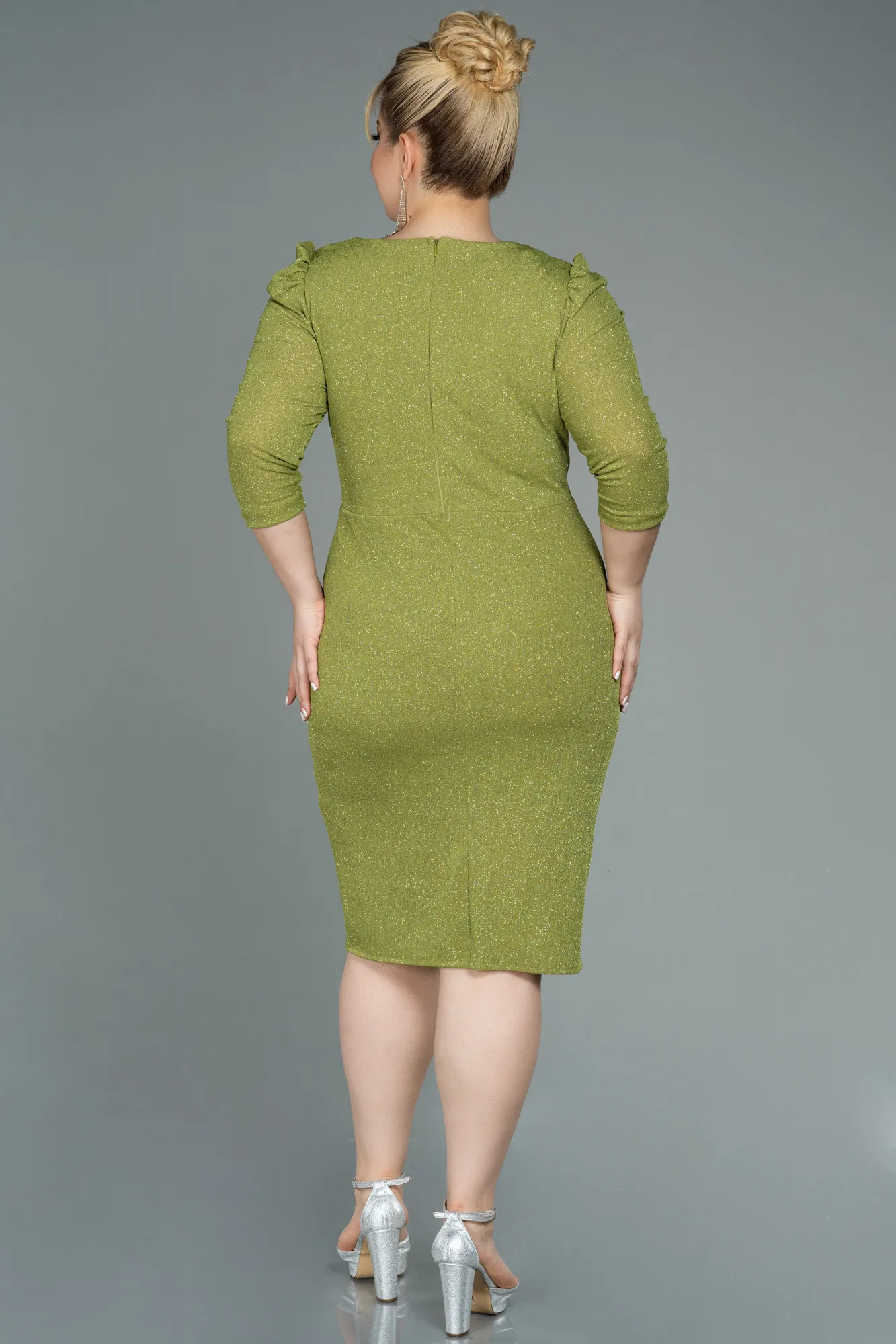 Pistachio Green-Short Oversized Evening Dress ABK1246