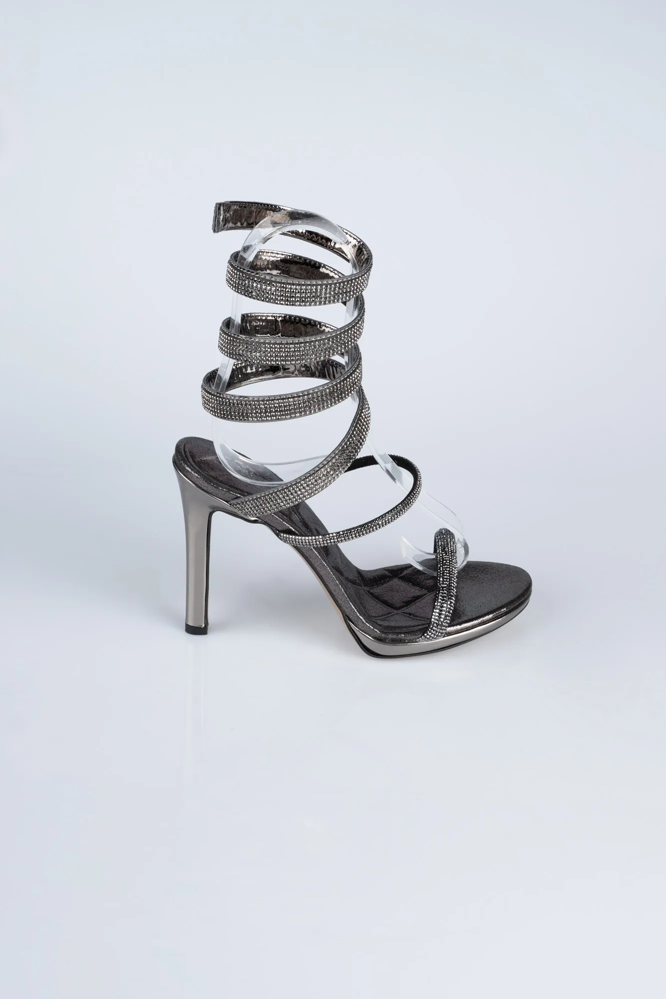 Platinum-Plaster Fabric Evening Shoe AB1129