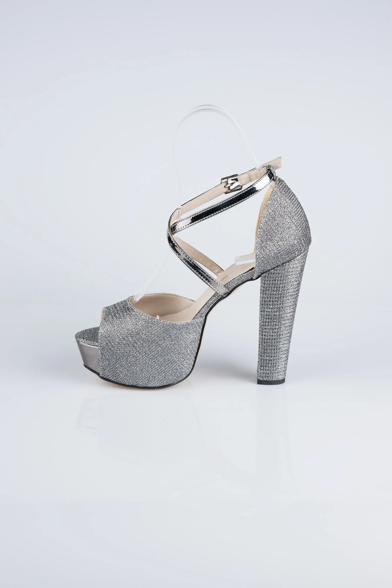 Platinum-Silvery Platform Heel AB1059
