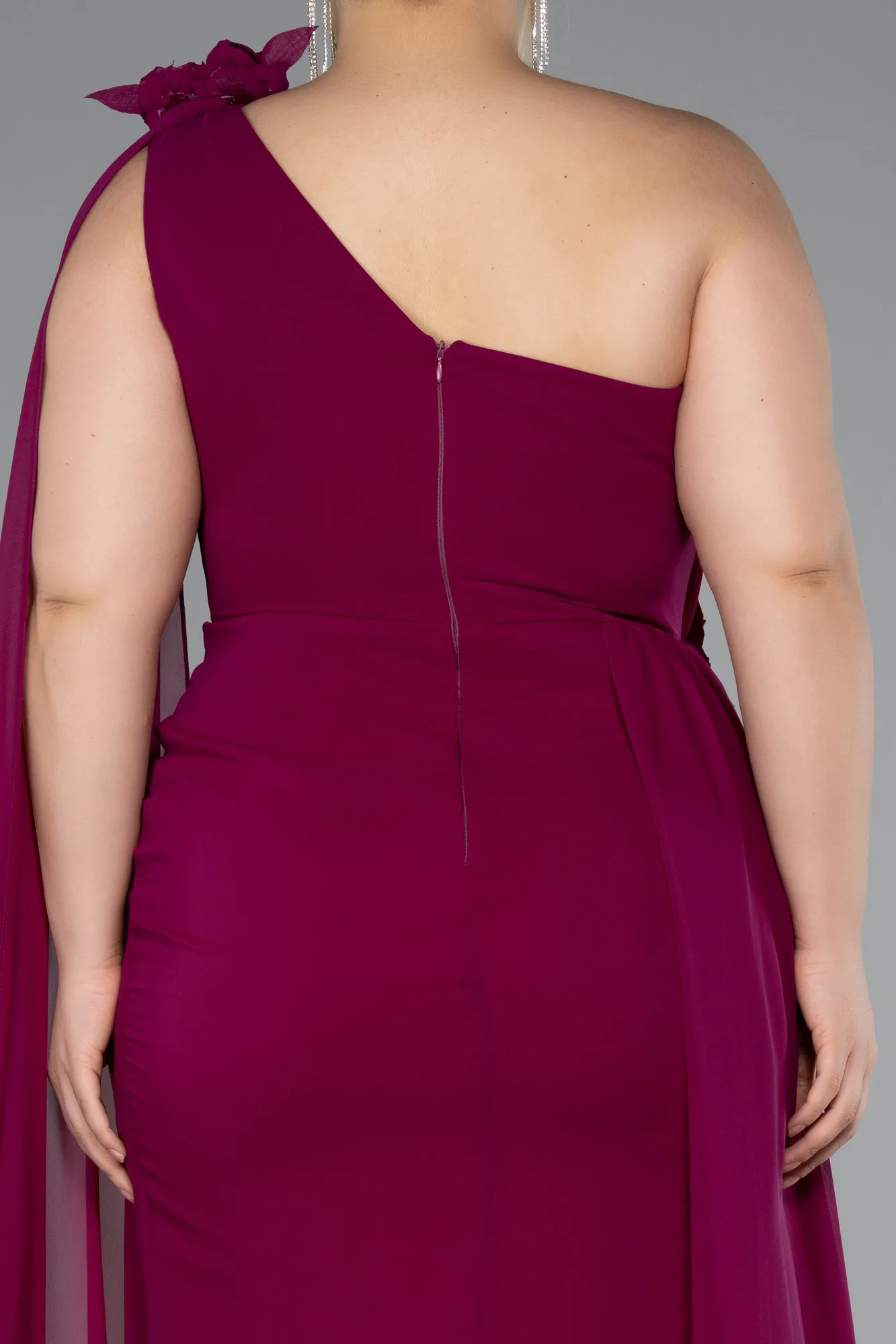 Plum-Long Chiffon Formal Plus Size Dress ABU5145
