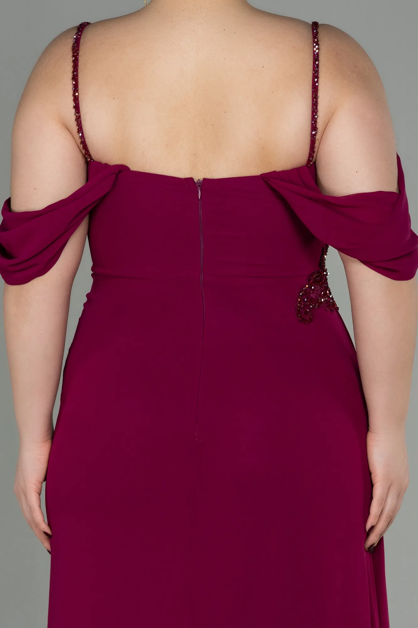 Plum-Long Chiffon Plus Size Evening Dress ABU2929