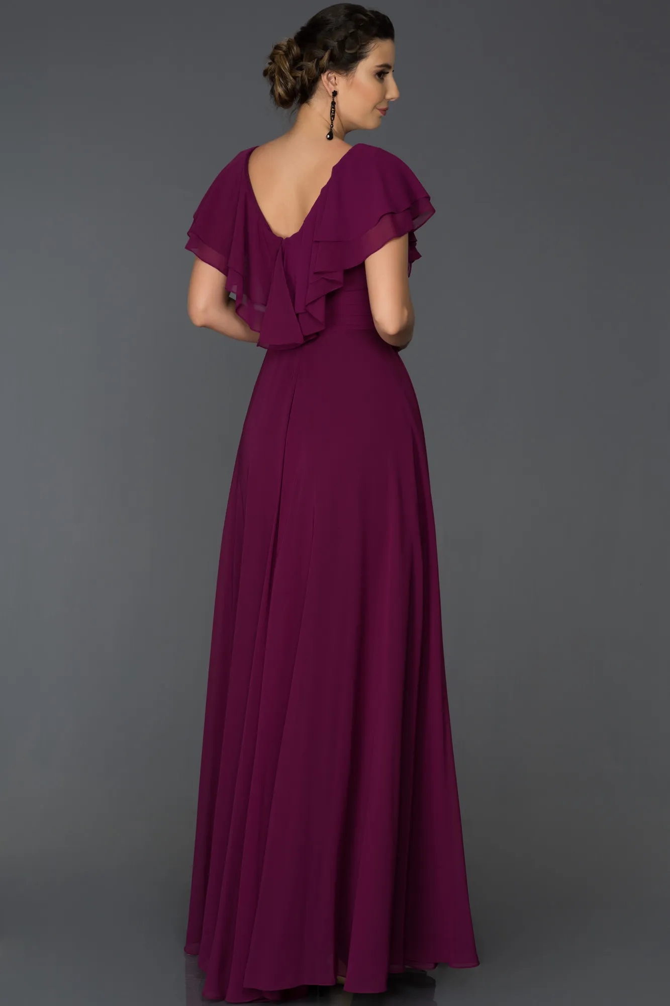Plum-Long Plus Size Evening Dress ABU032