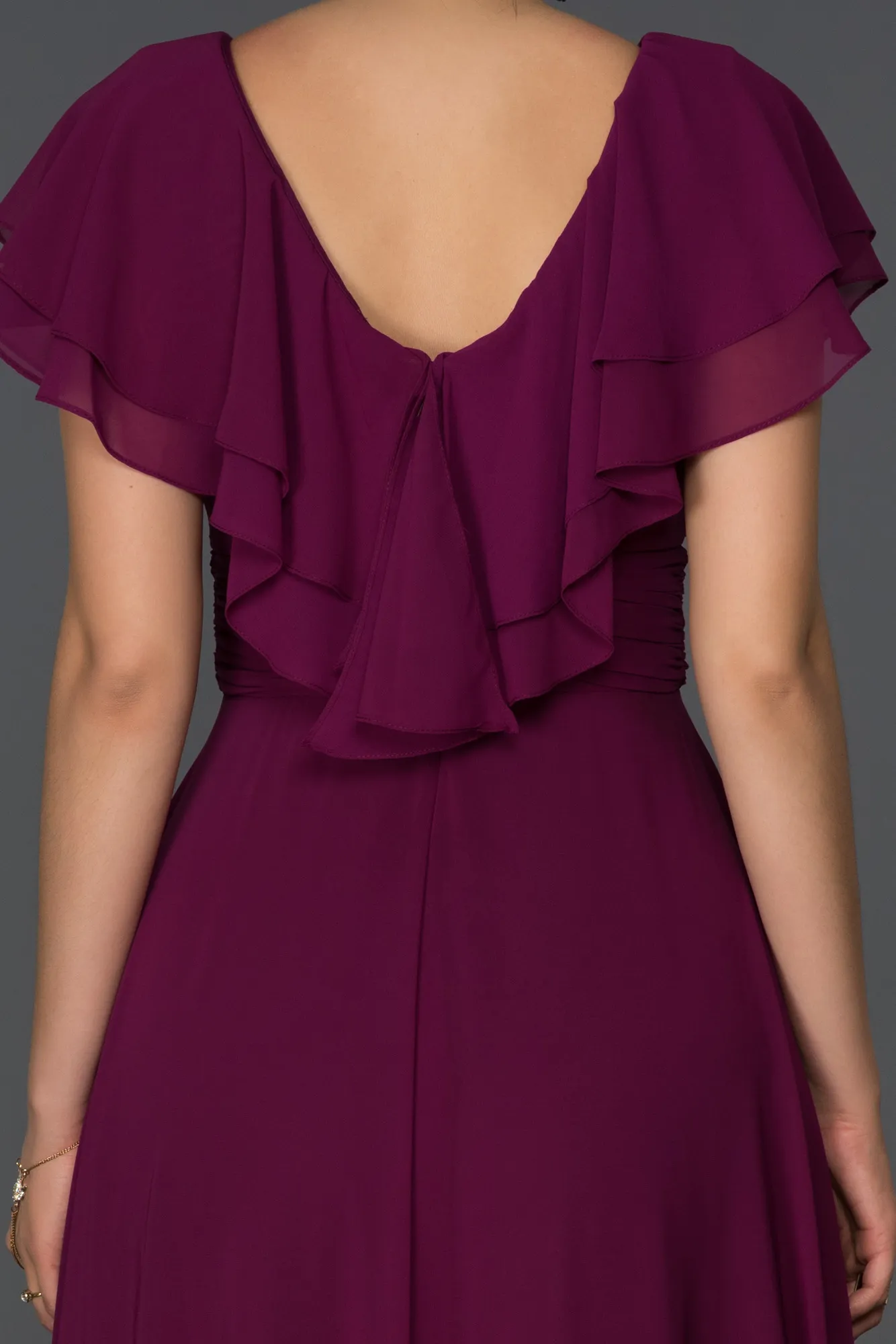 Plum-Long Plus Size Evening Dress ABU032