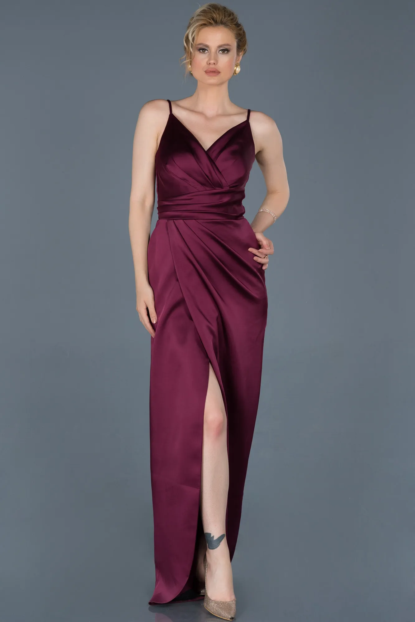 Plum-Long Engagement Dress ABU564