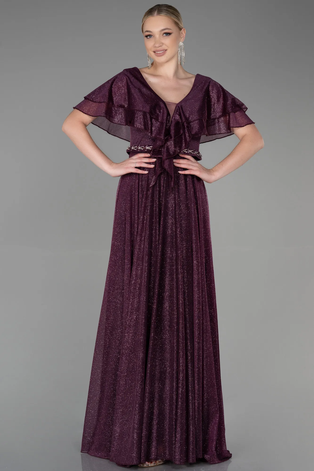 Plum-Long Evening Dress ABU3313