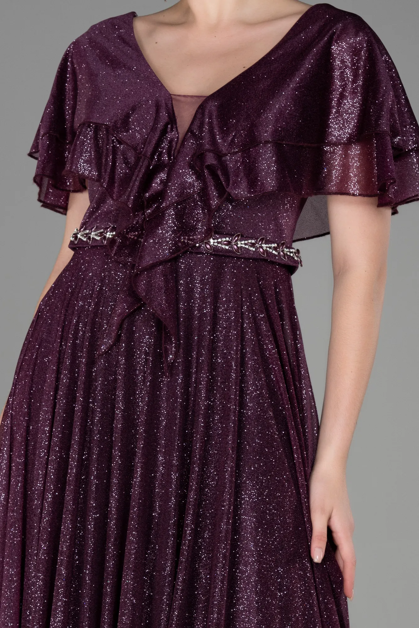 Plum-Long Evening Dress ABU3313