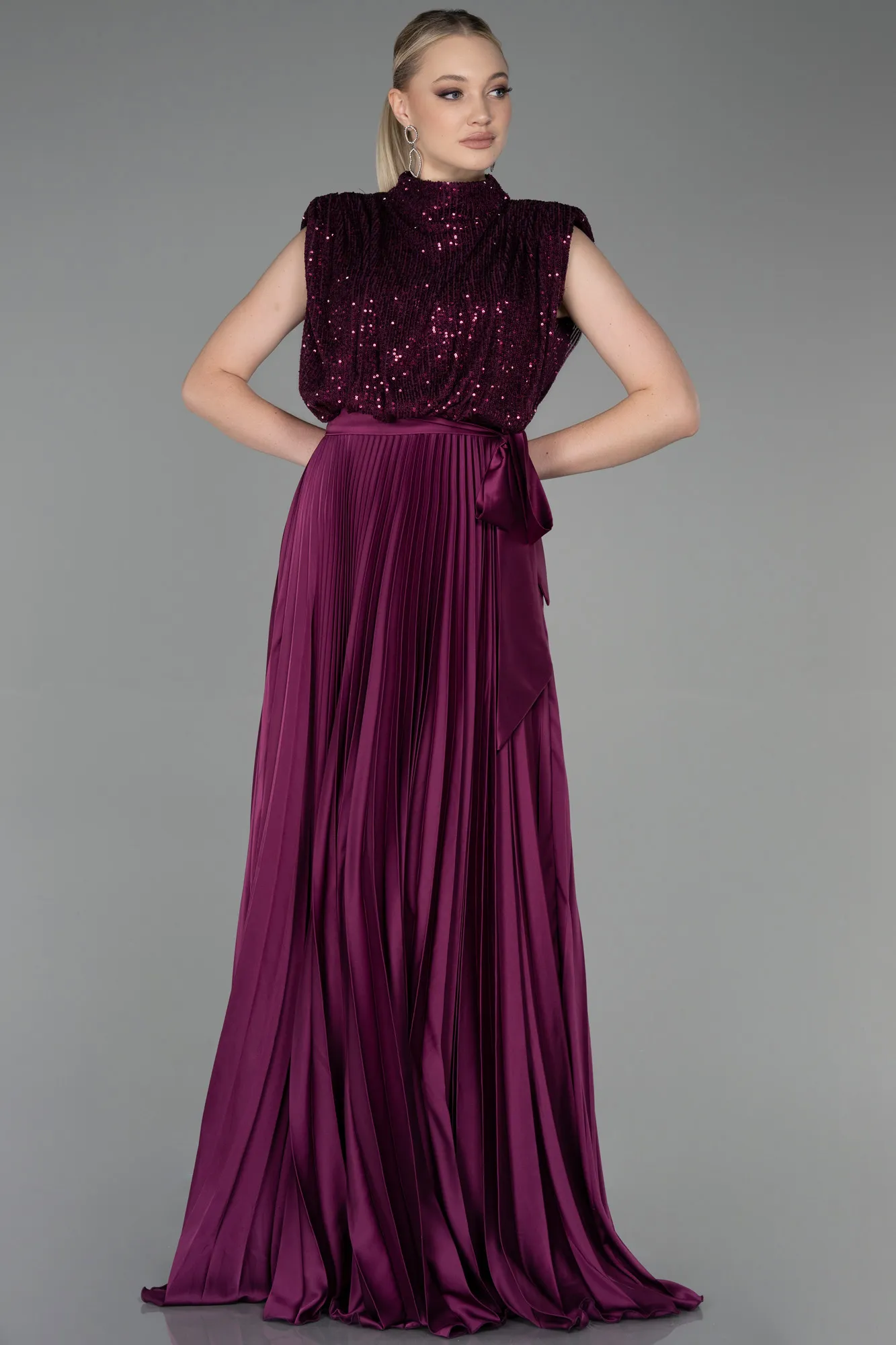 Plum-Long Evening Dress ABU3326