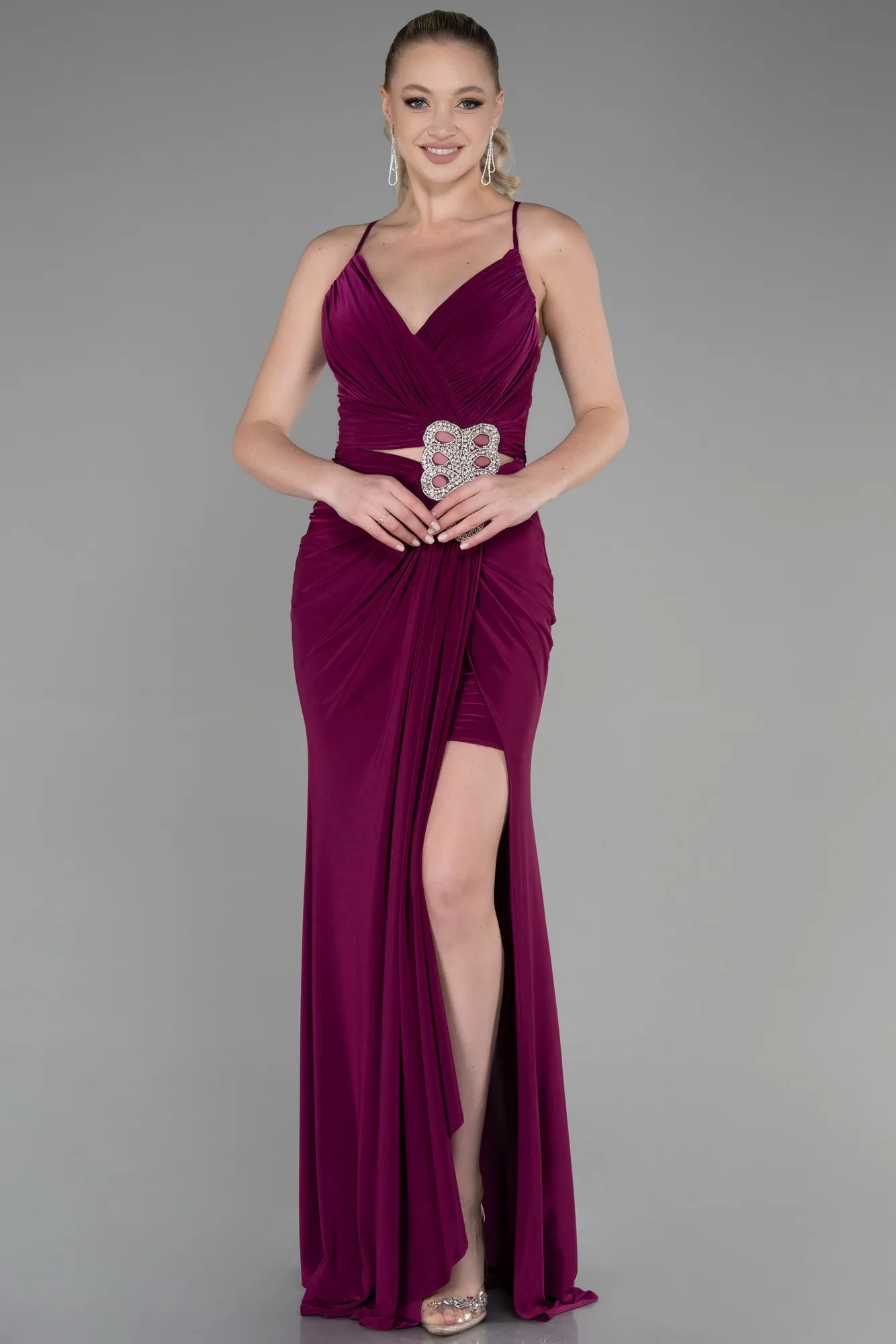 Plum-Long Evening Dress ABU3363