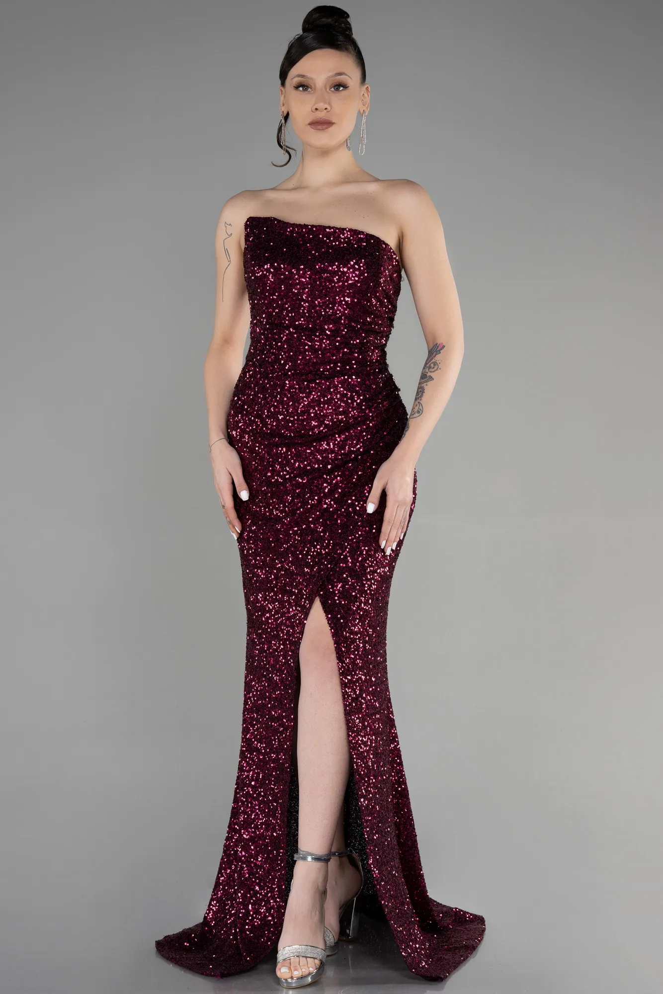 Plum-Long Evening Dress ABU3551