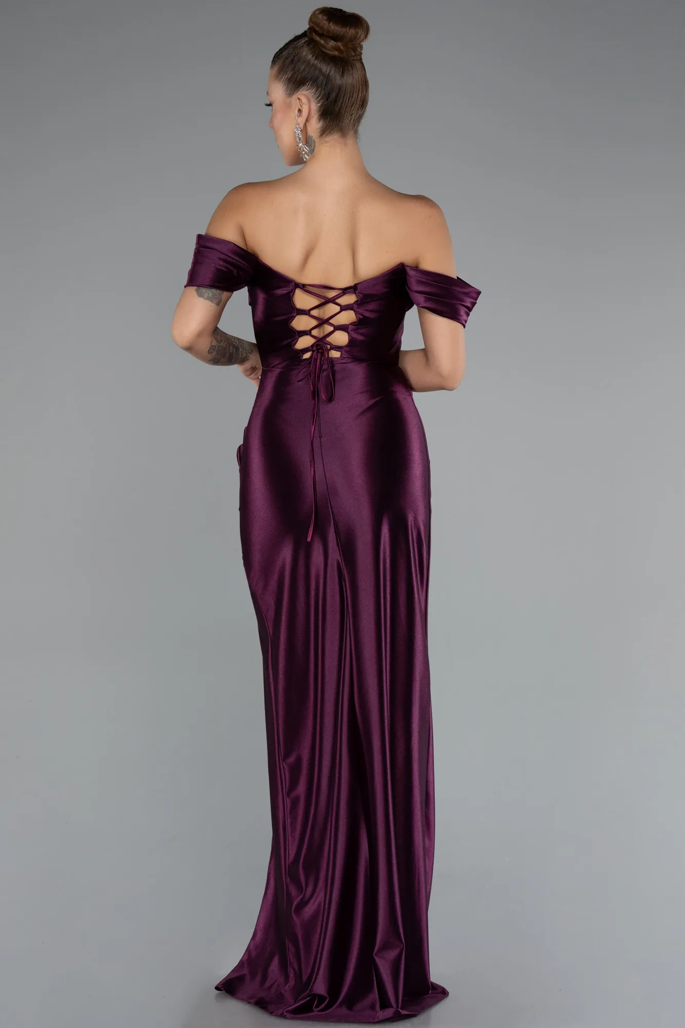 Plum-Long Evening Dress ABU3611