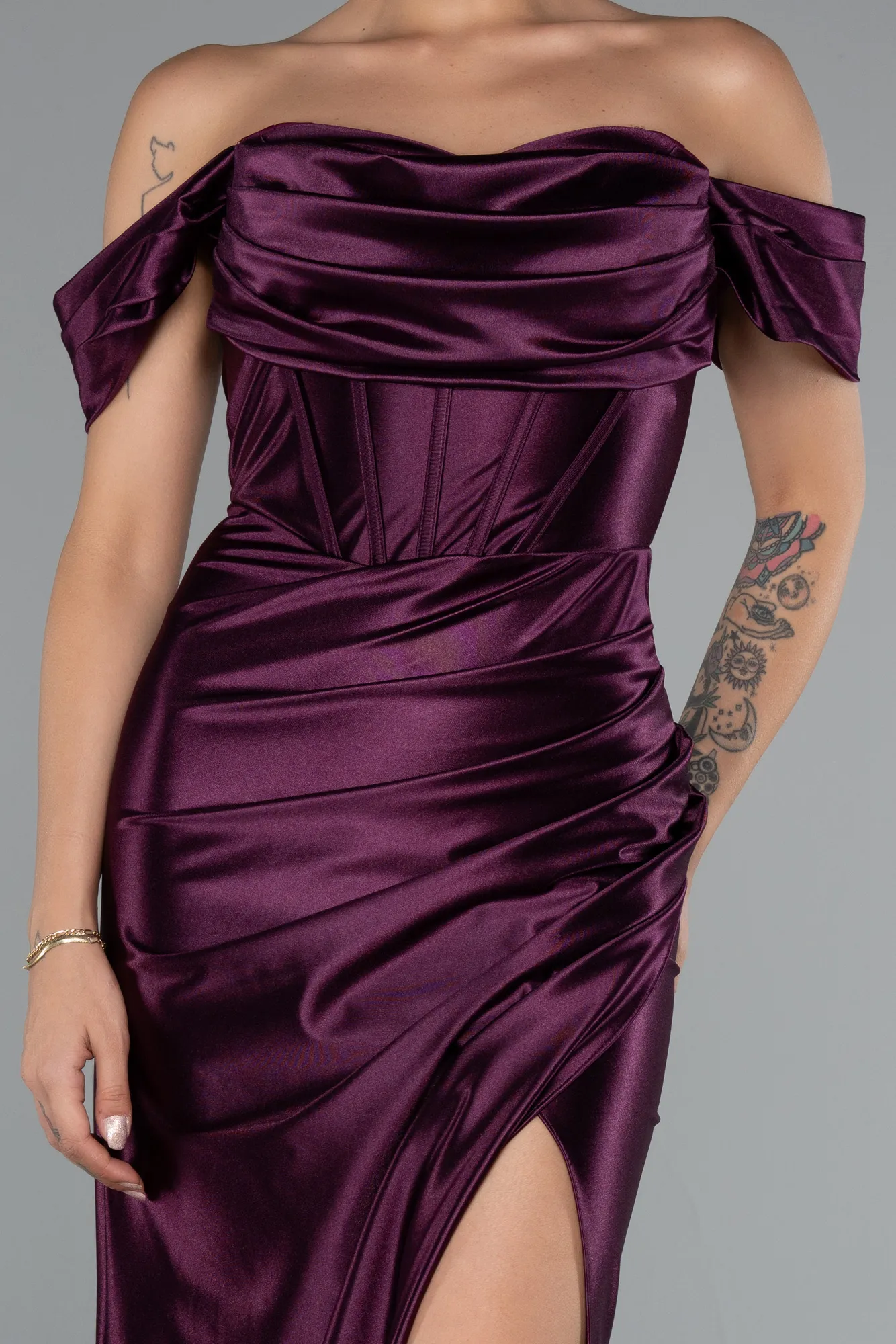 Plum-Long Evening Dress ABU3611