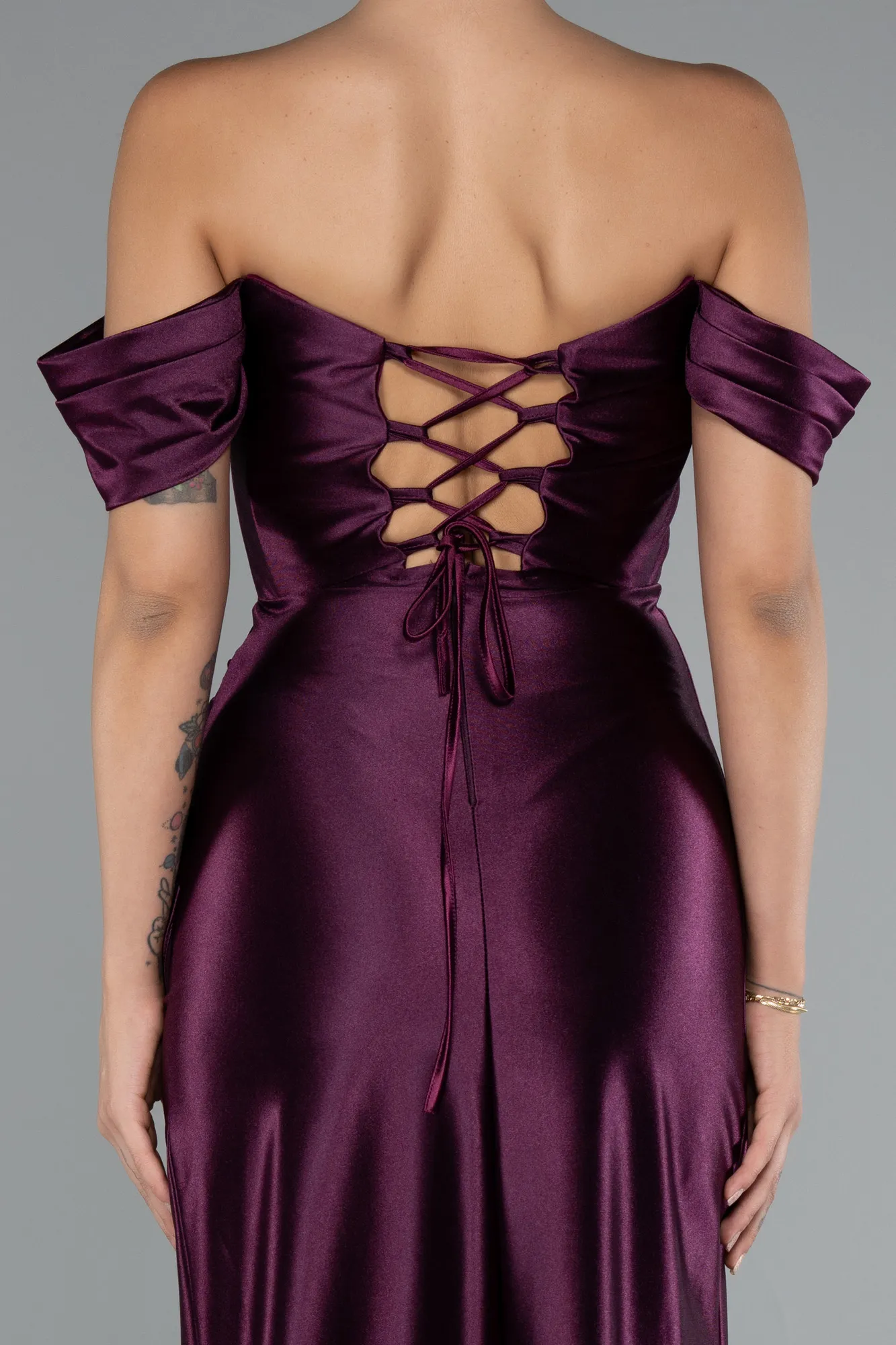 Plum-Long Evening Dress ABU3611