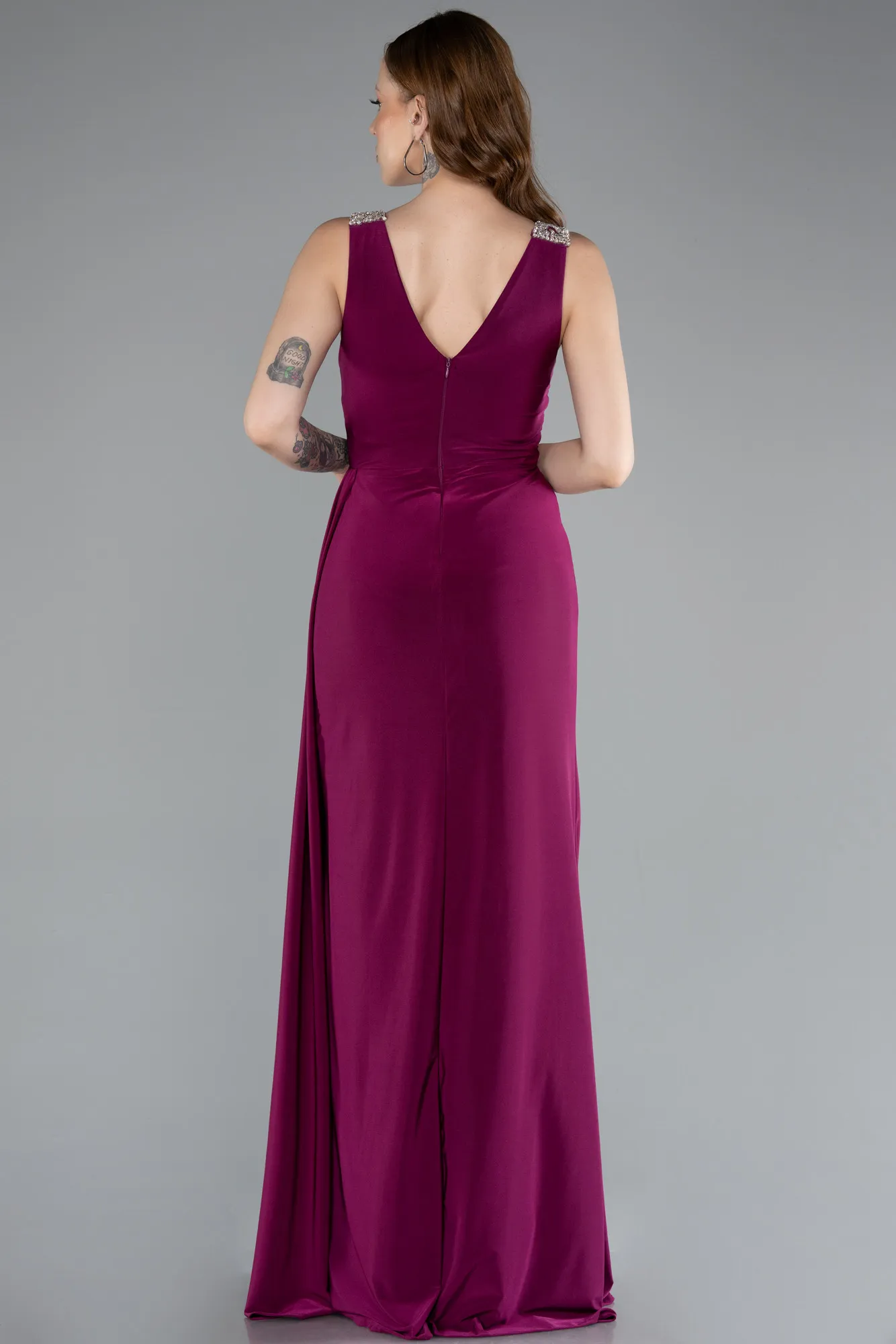 Plum-Long Evening Dress ABU4967