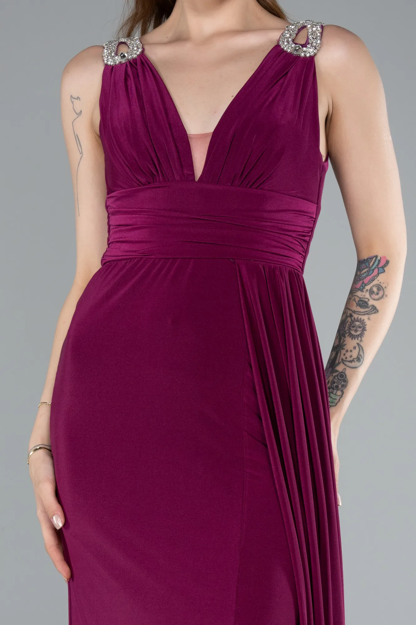 Plum-Long Evening Dress ABU4967