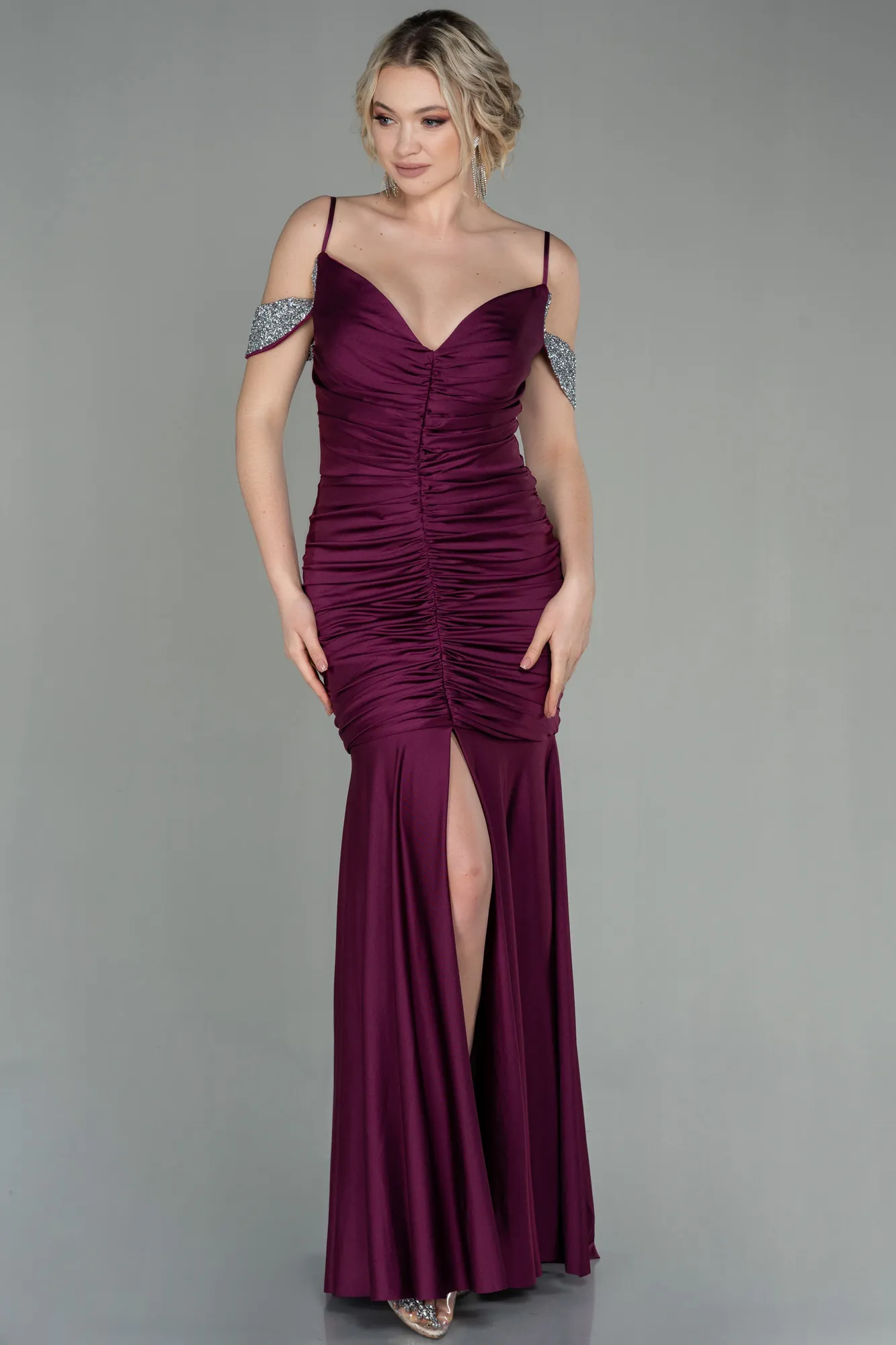 Plum-Long Mermaid Evening Dress ABU2899