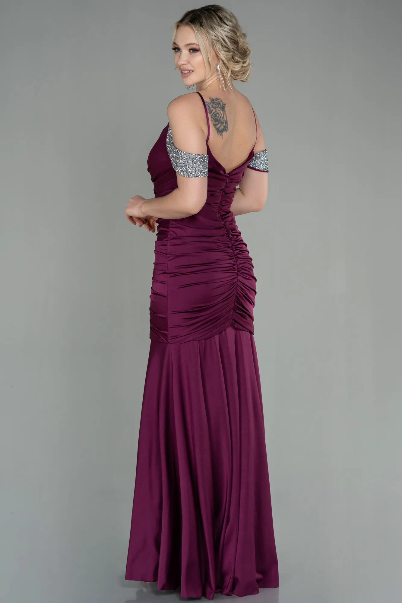 Plum-Long Mermaid Evening Dress ABU2899