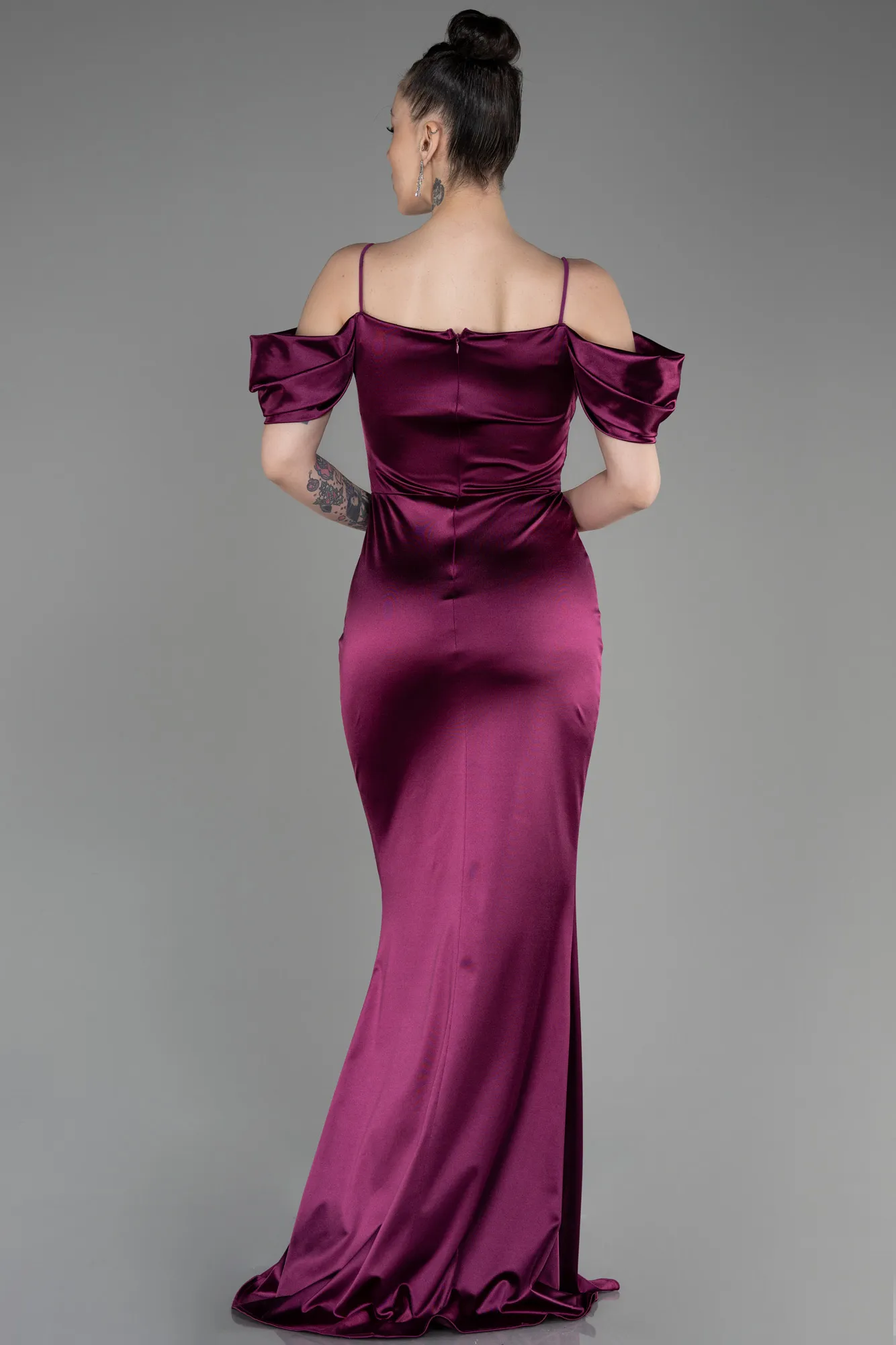 Plum-Long Mermaid Evening Dress ABU3241