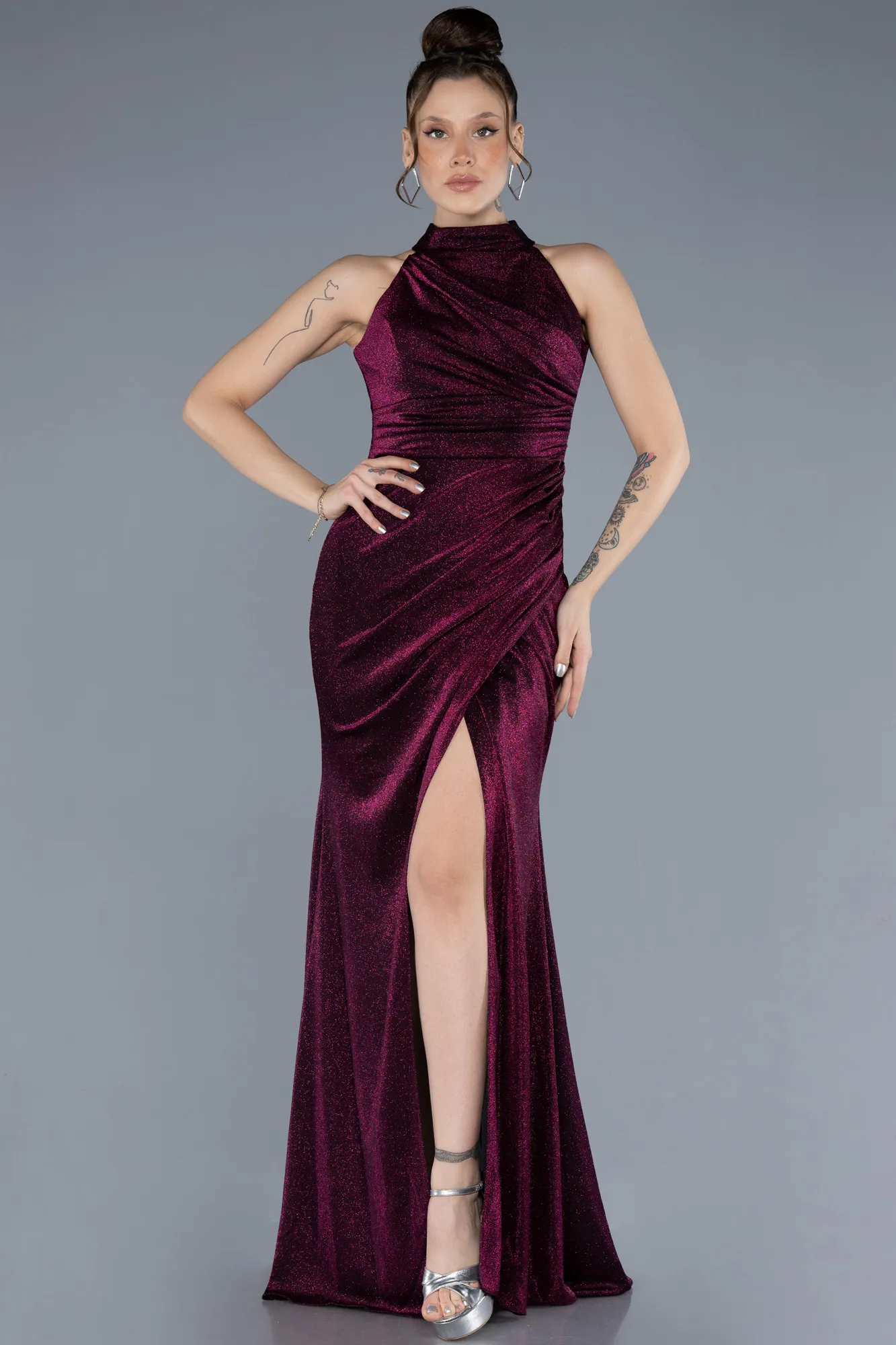 Plum-Long Mermaid Evening Gown ABU4612