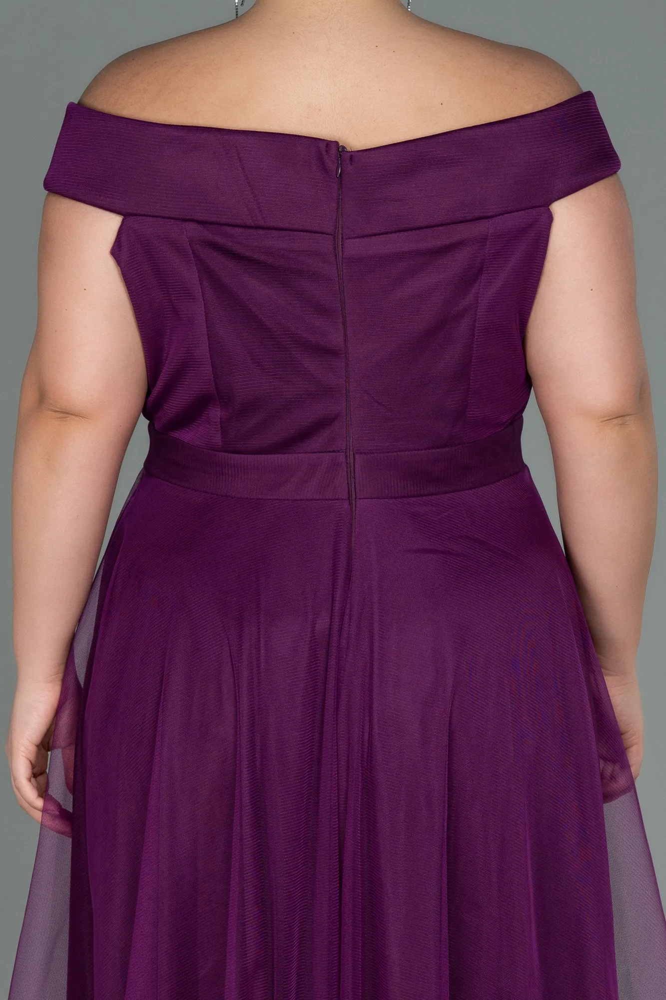 Plum-Long Oversized Evening Dress ABU020