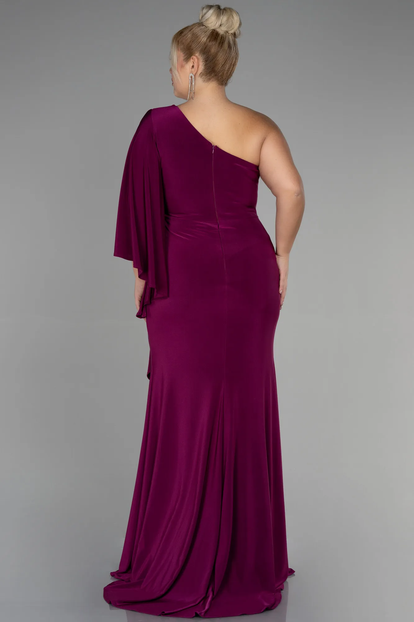 Plum-Long Plus Size Engagement Dress ABU3373