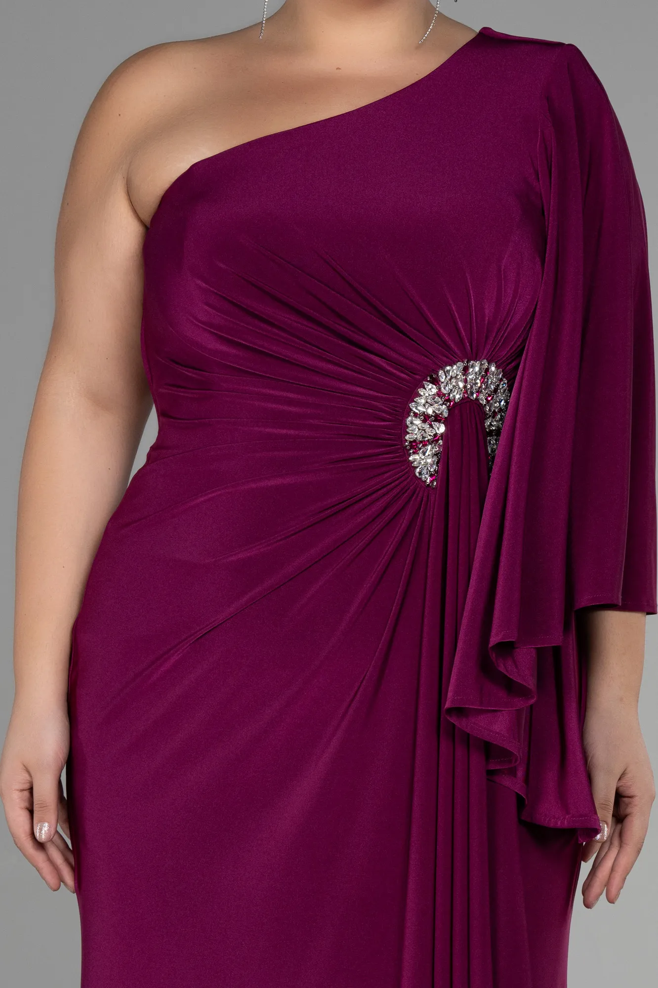 Plum-Long Plus Size Engagement Dress ABU3373