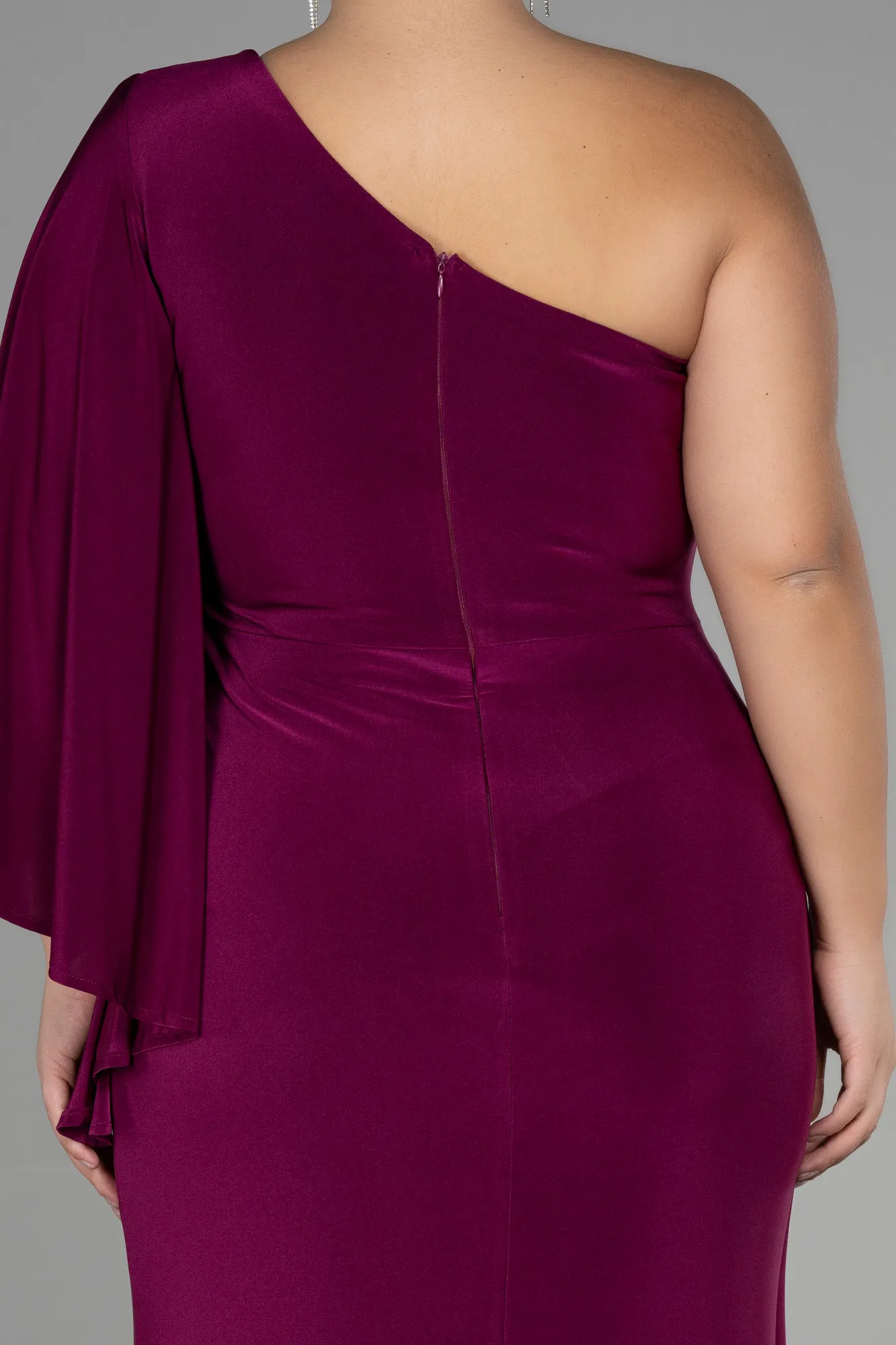 Plum-Long Plus Size Engagement Dress ABU3373