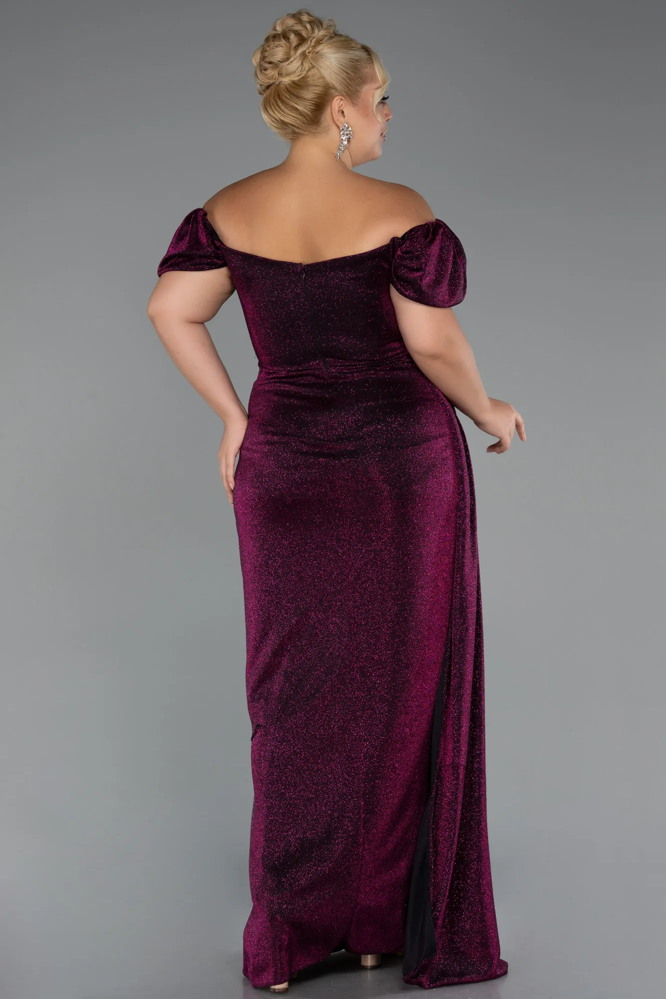 Plum-Long Plus Size Evening Dress ABU2658