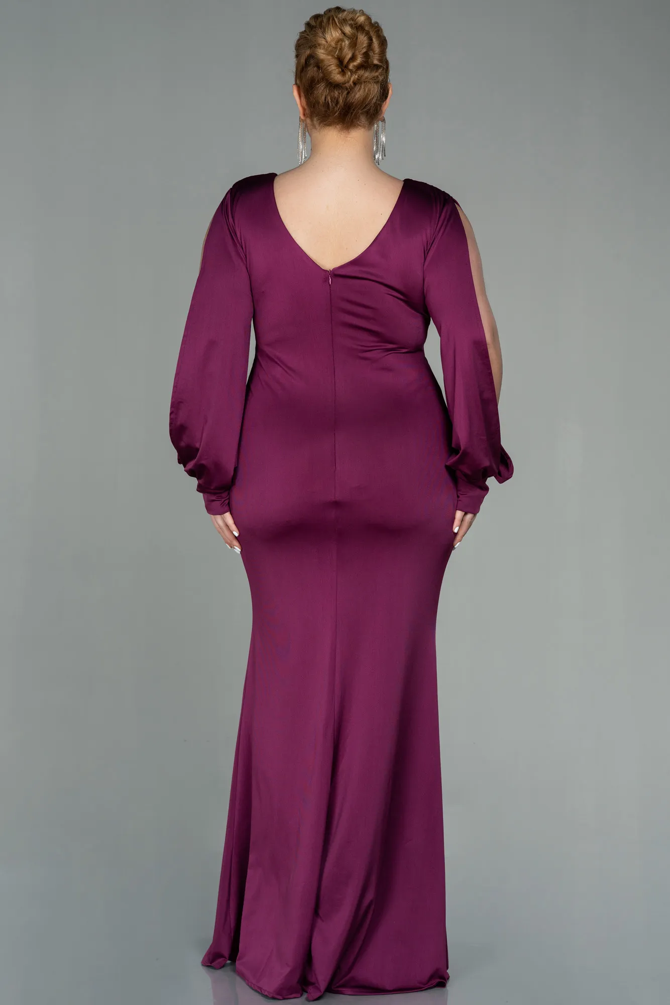 Plum-Long Plus Size Evening Dress ABU2866