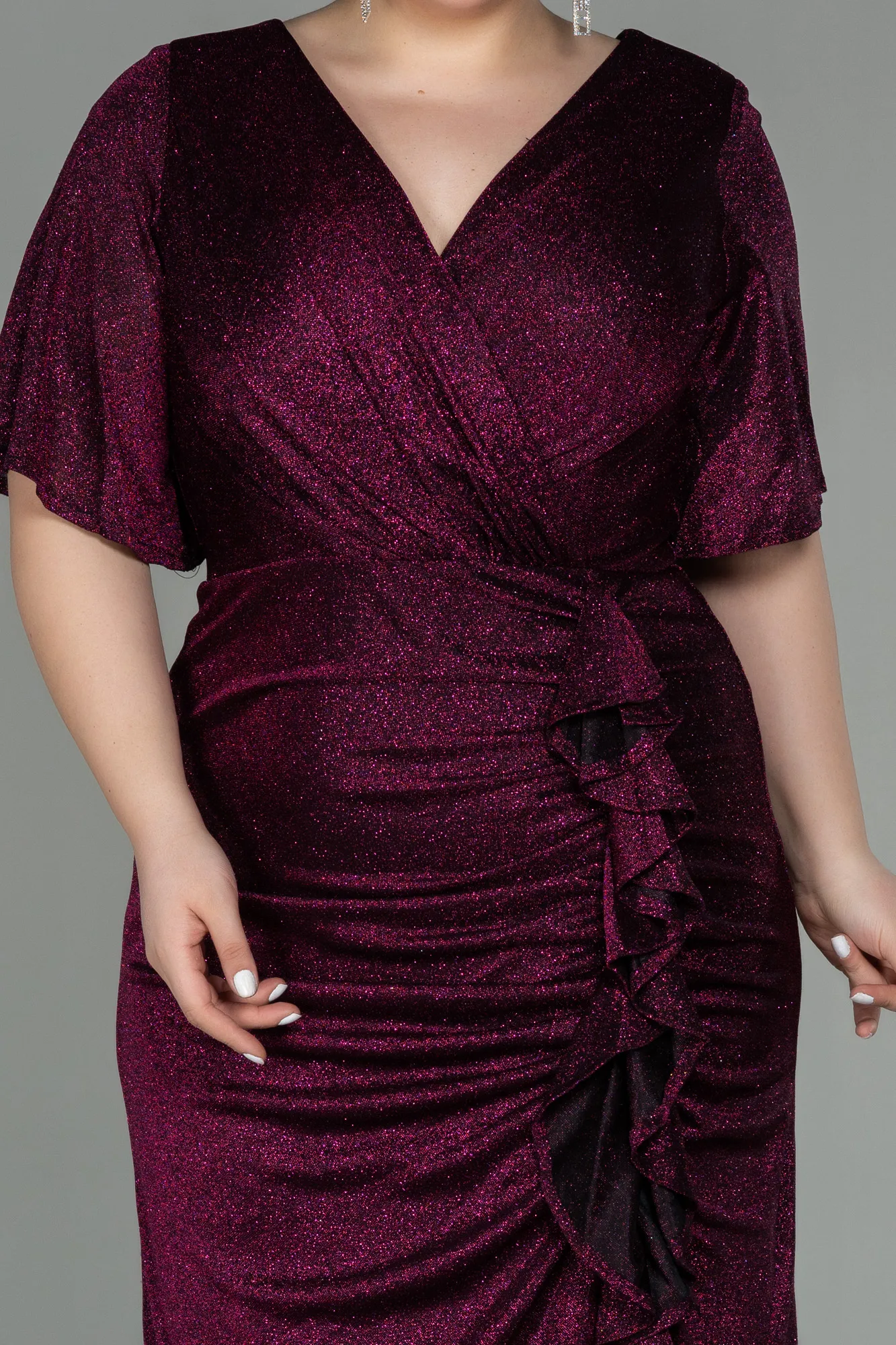 Plum-Long Plus Size Evening Dress ABU2867