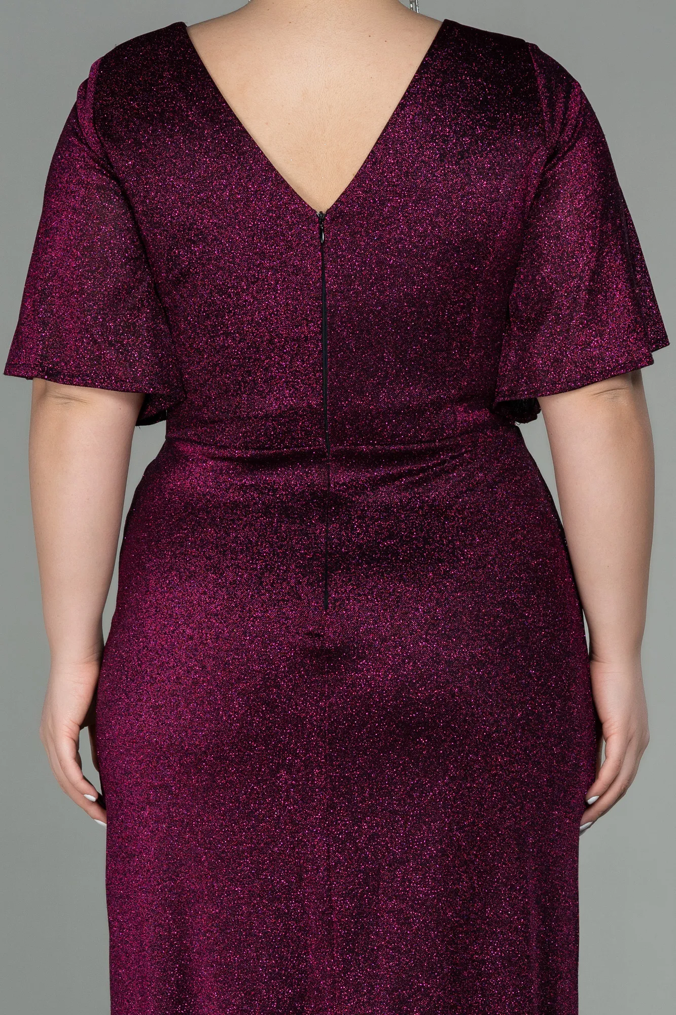 Plum-Long Plus Size Evening Dress ABU2867