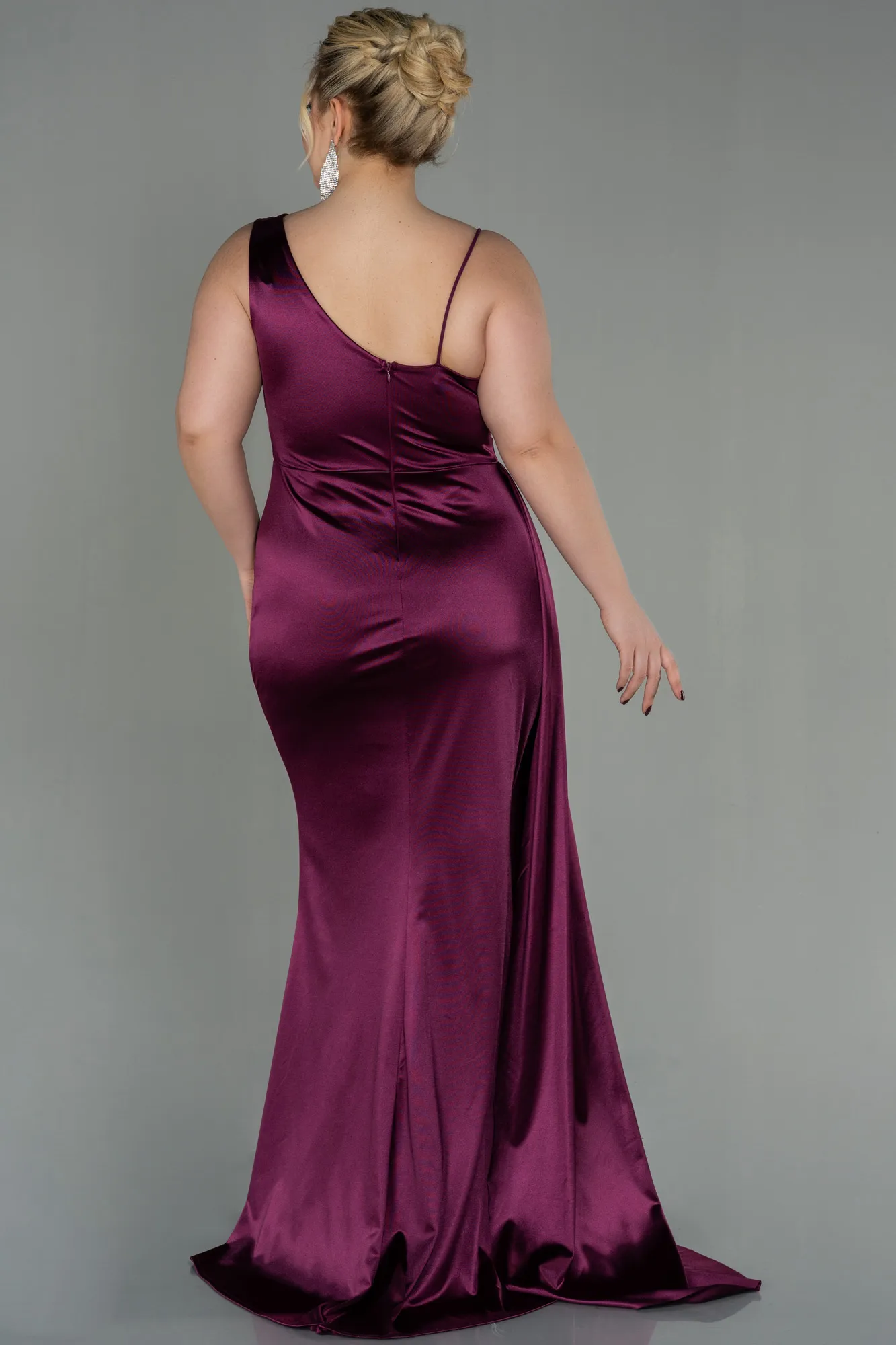 Plum-Long Plus Size Evening Dress ABU2932