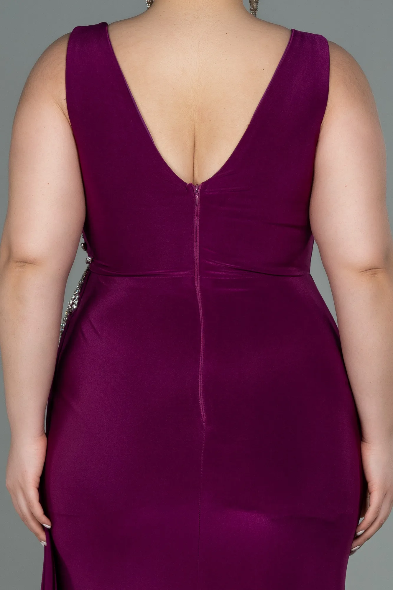 Plum-Long Plus Size Evening Dress ABU3122