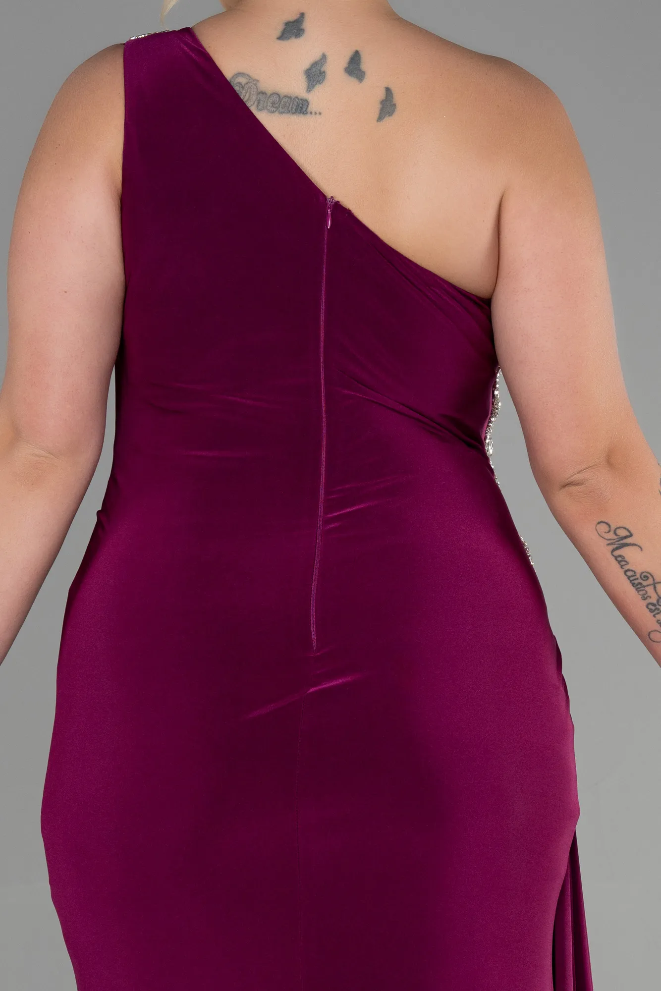 Plum-Long Plus Size Evening Dress ABU3132