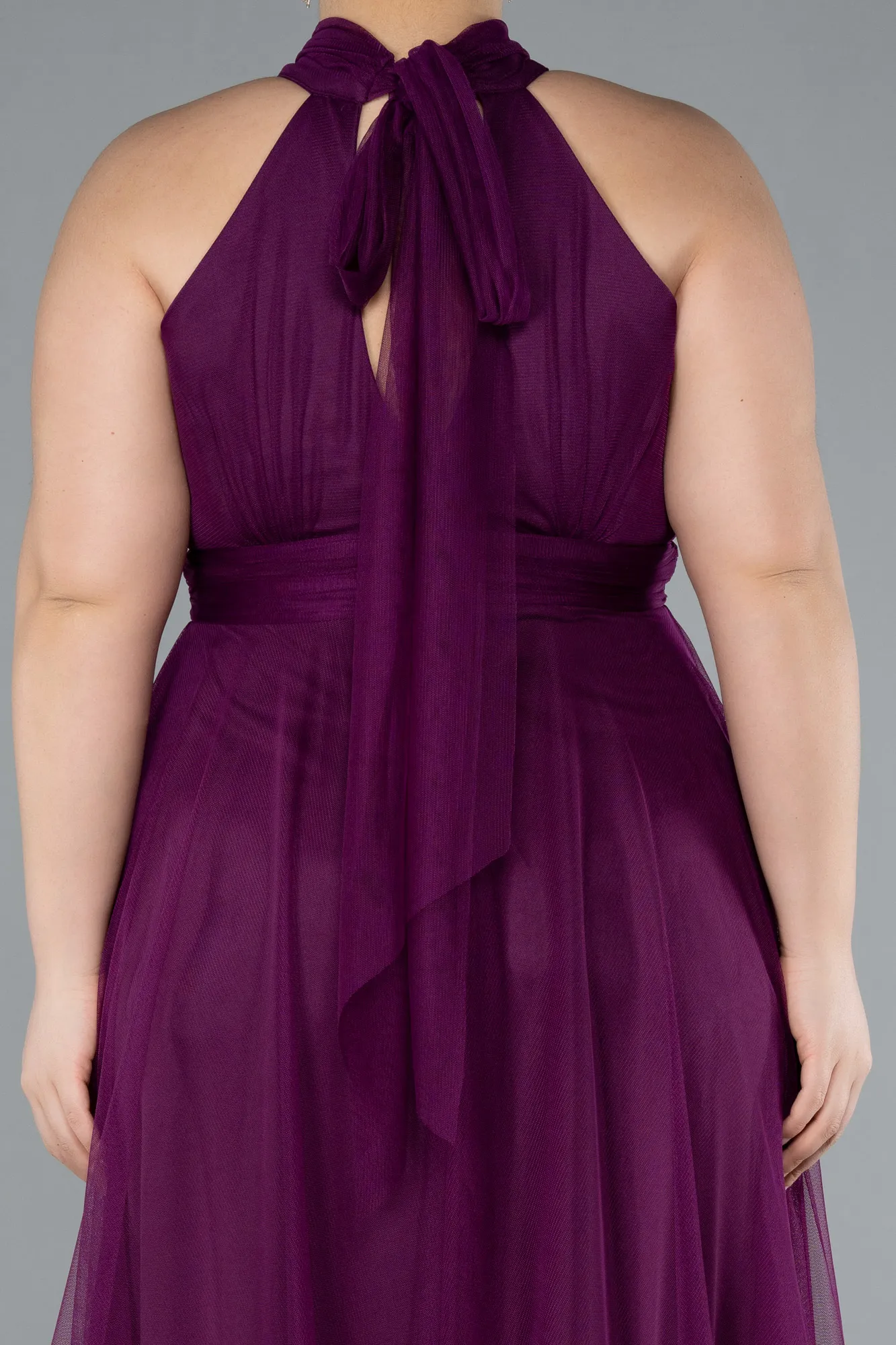 Plum-Long Plus Size Evening Dress ABU3253