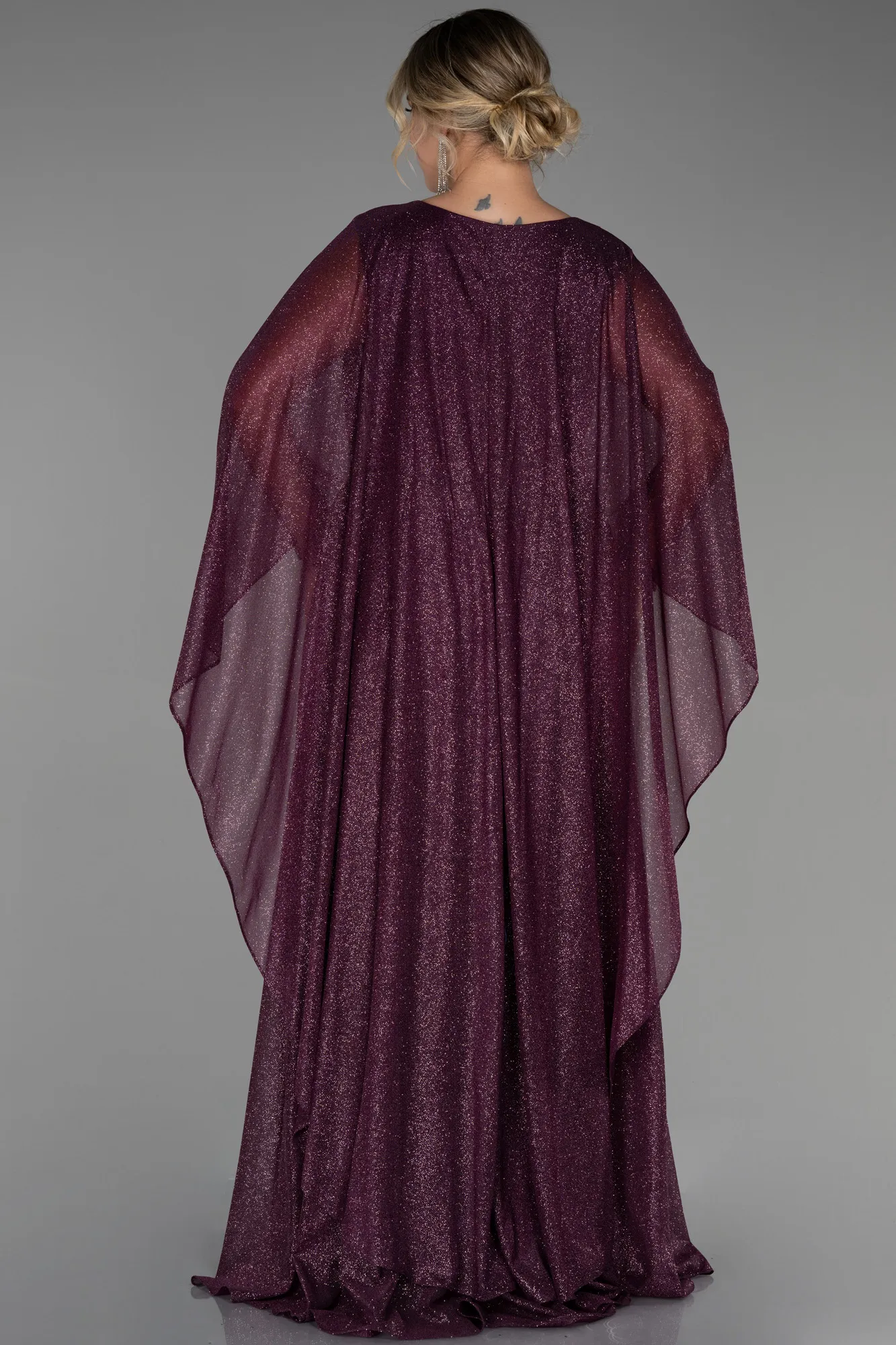 Plum-Long Plus Size Evening Dress ABU3278