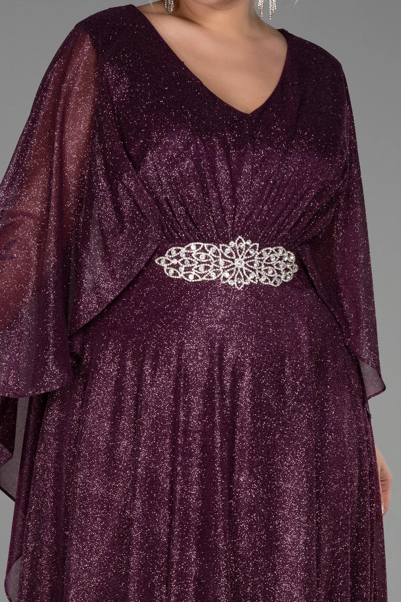 Plum-Long Plus Size Evening Dress ABU3278