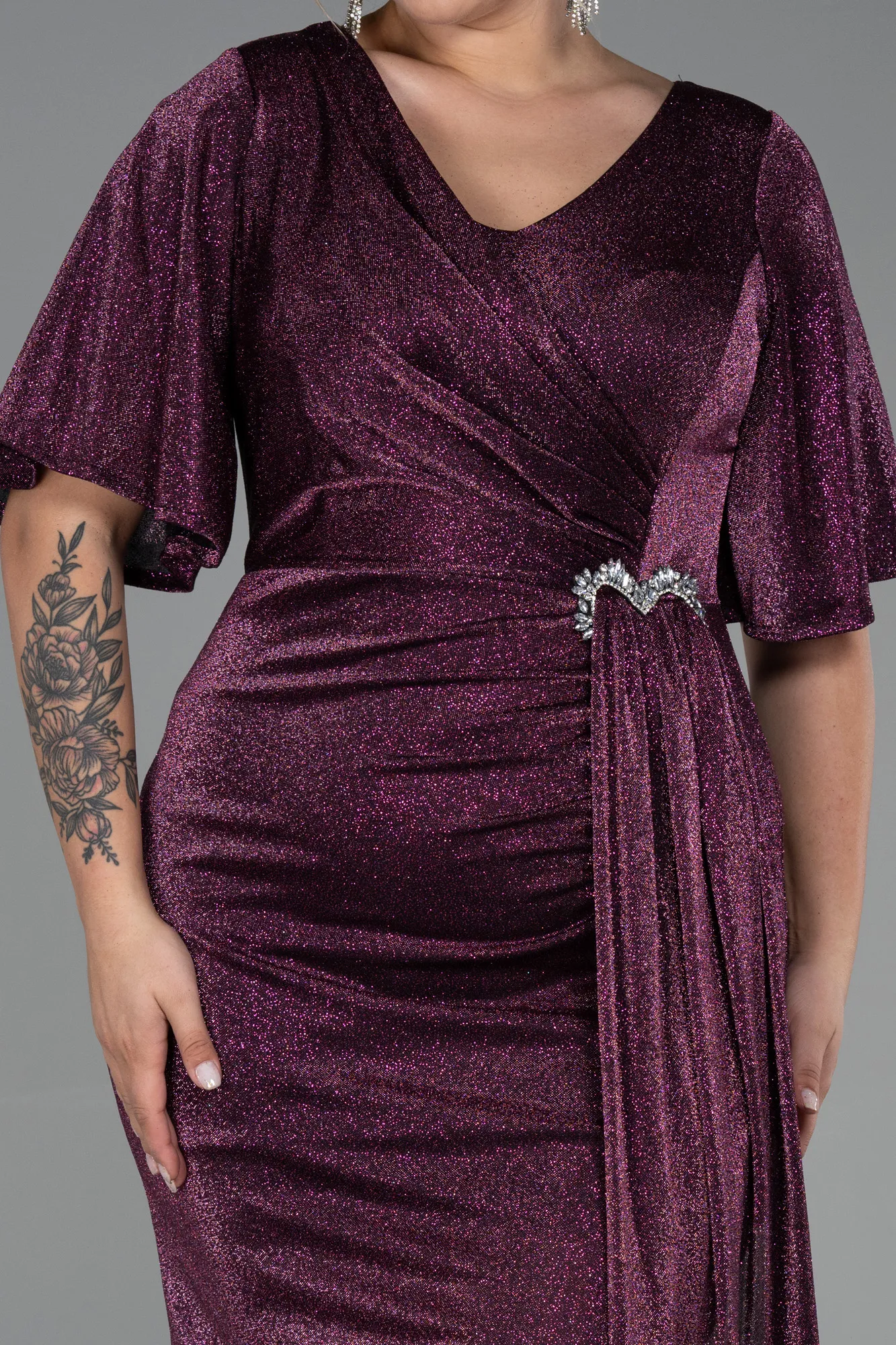 Plum-Long Plus Size Evening Dress ABU3282
