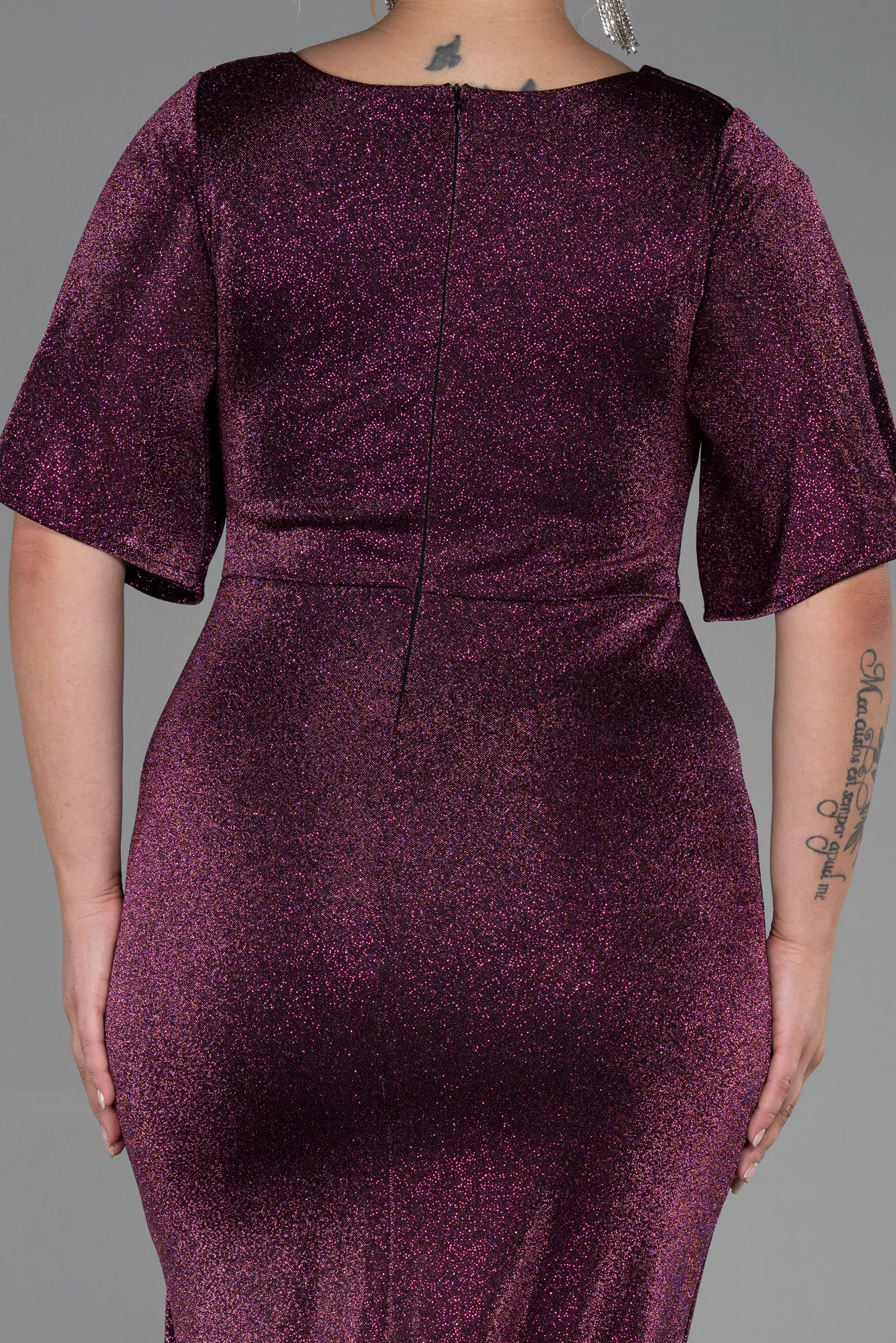 Plum-Long Plus Size Evening Dress ABU3282
