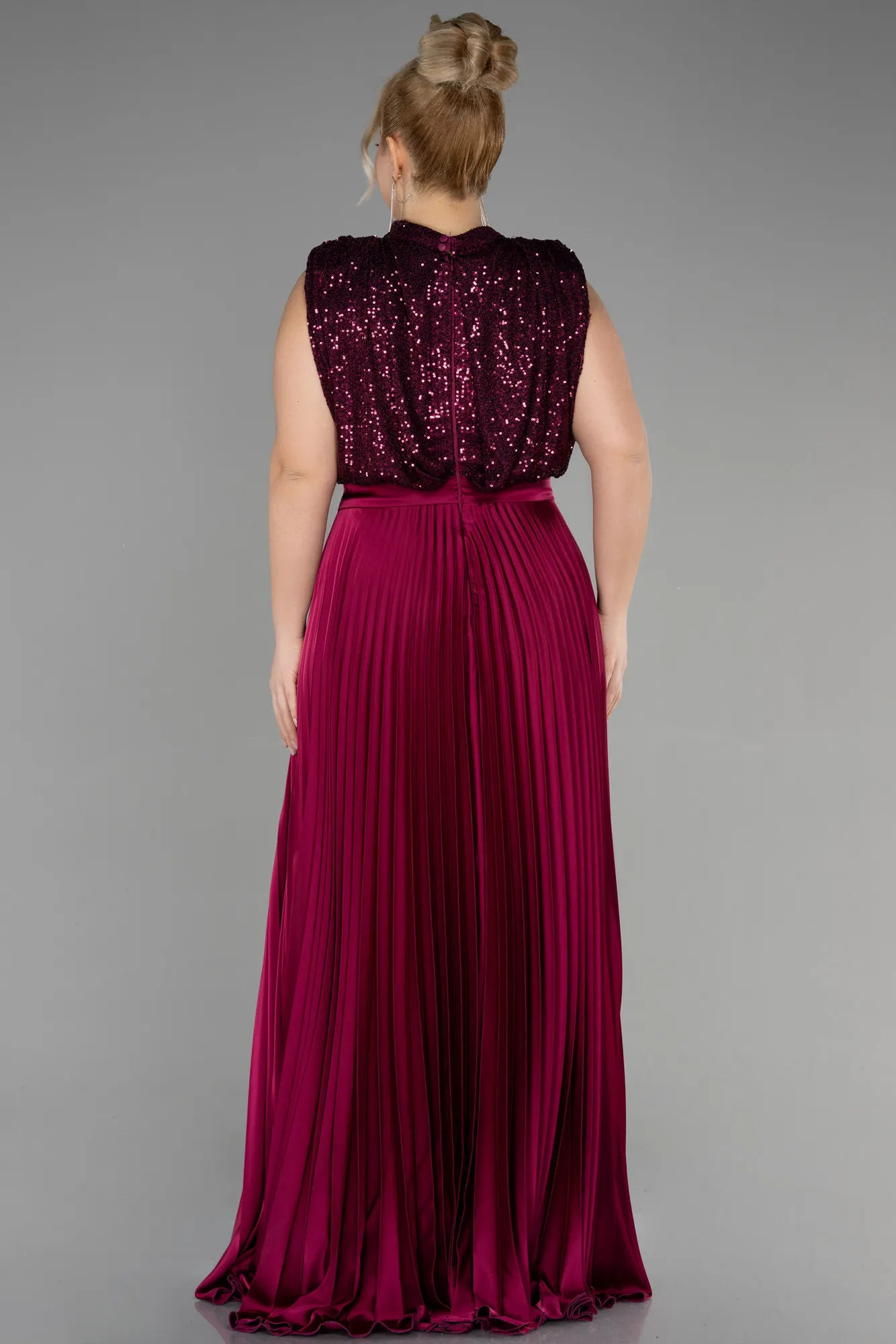 Plum-Long Plus Size Evening Dress ABU3341